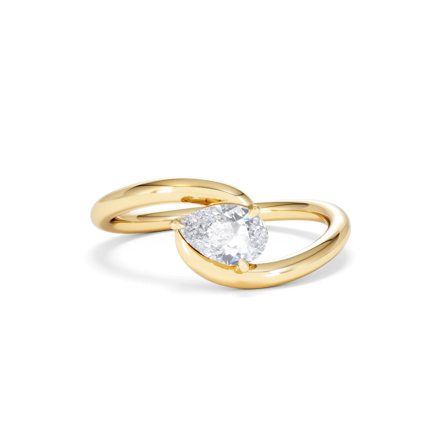Affinity 0.50ct Pear Cut Lab Diamond Solitaire Engagement Ring in 18K Yellow Gold - Image 9