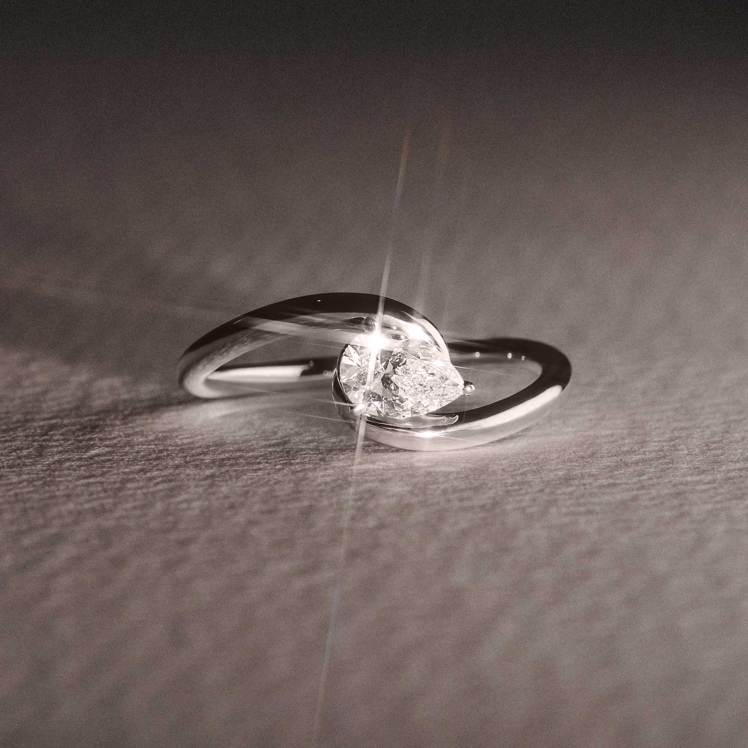 Affinity 0.50ct Pear Cut Lab Diamond Solitaire Engagement Ring in Platinum - Image 6