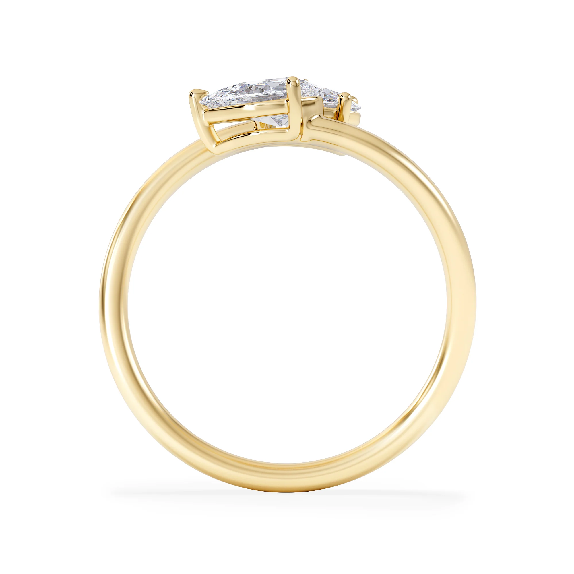 Affinity 0.80ct Oval and Pear Cut Lab Diamond 2 Stone Ring in 18K Yellow Gold - Image 3