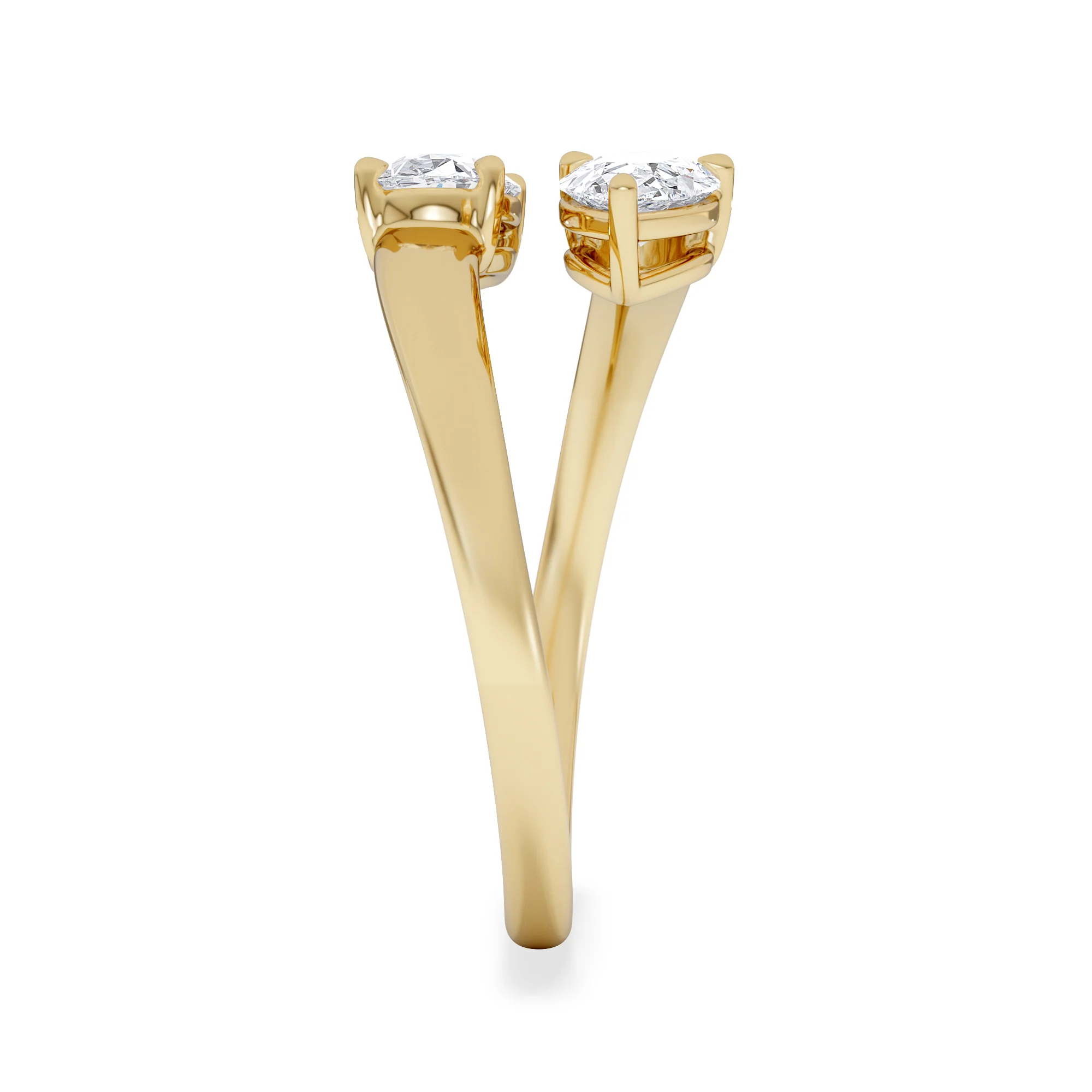 Affinity 0.80ct Oval and Pear Cut Lab Diamond 2 Stone Ring in 18K Yellow Gold - Image 5