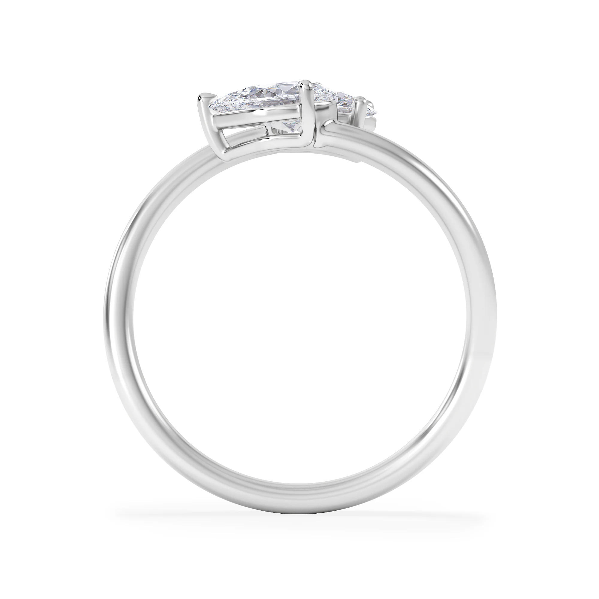 Affinity 0.80ct Oval and Pear Cut Lab Diamond 2 Stone Ring in Platinum - Image 3