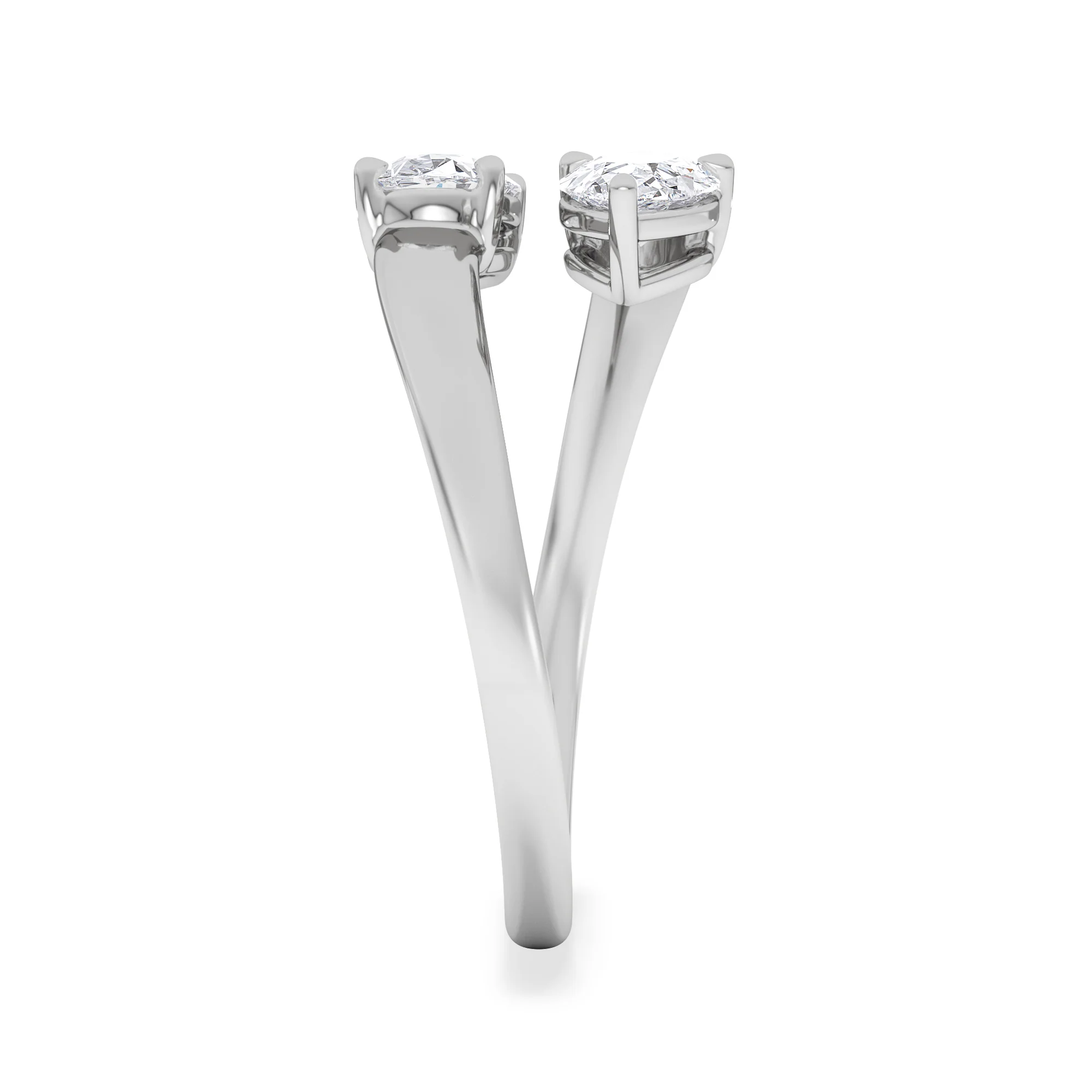 Affinity 0.80ct Oval and Pear Cut Lab Diamond 2 Stone Ring in Platinum - Image 5