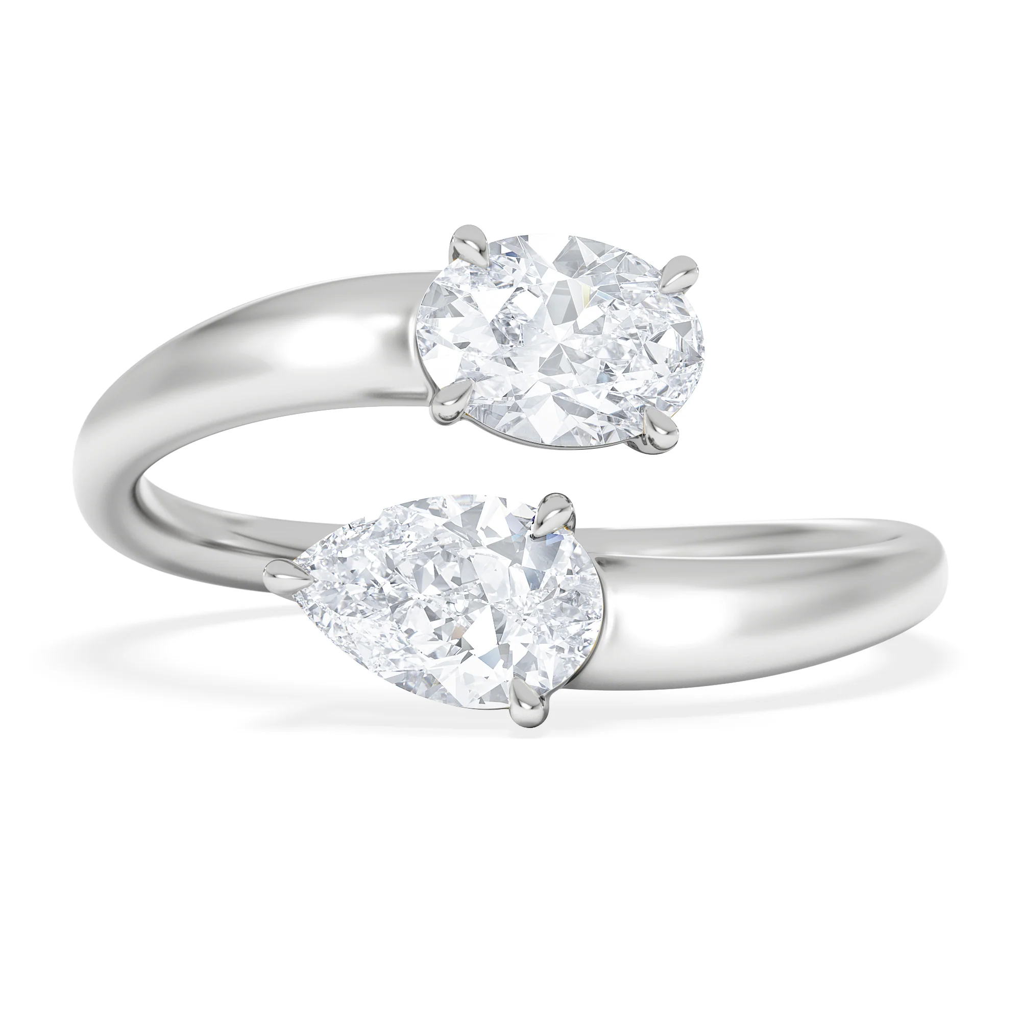 Affinity 0.80ct Oval and Pear Cut Lab Diamond 2 Stone Ring in Platinum - Image 7
