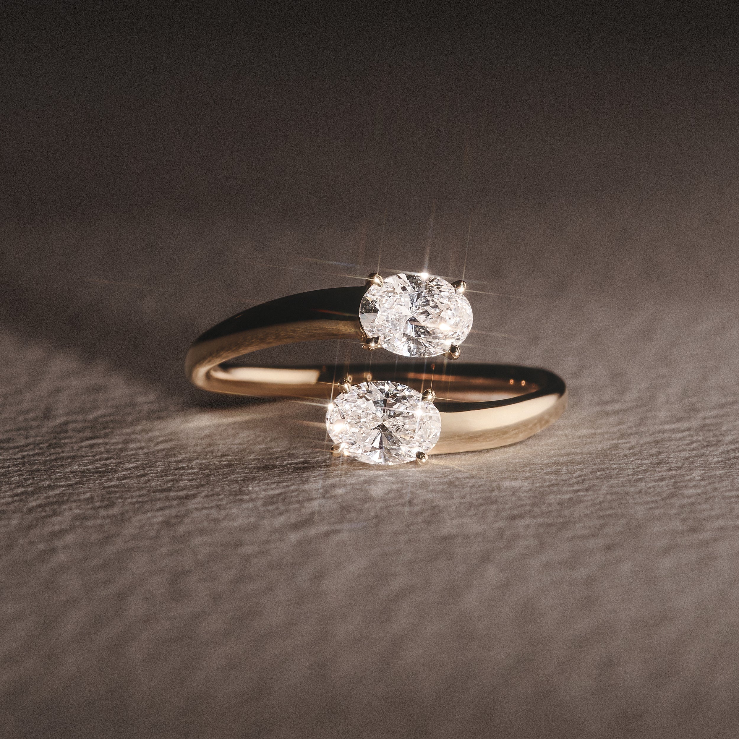 Affinity 0.80ct Oval Cut Lab Diamond 2 Stone Ring in 18K Yellow Gold - Image 6