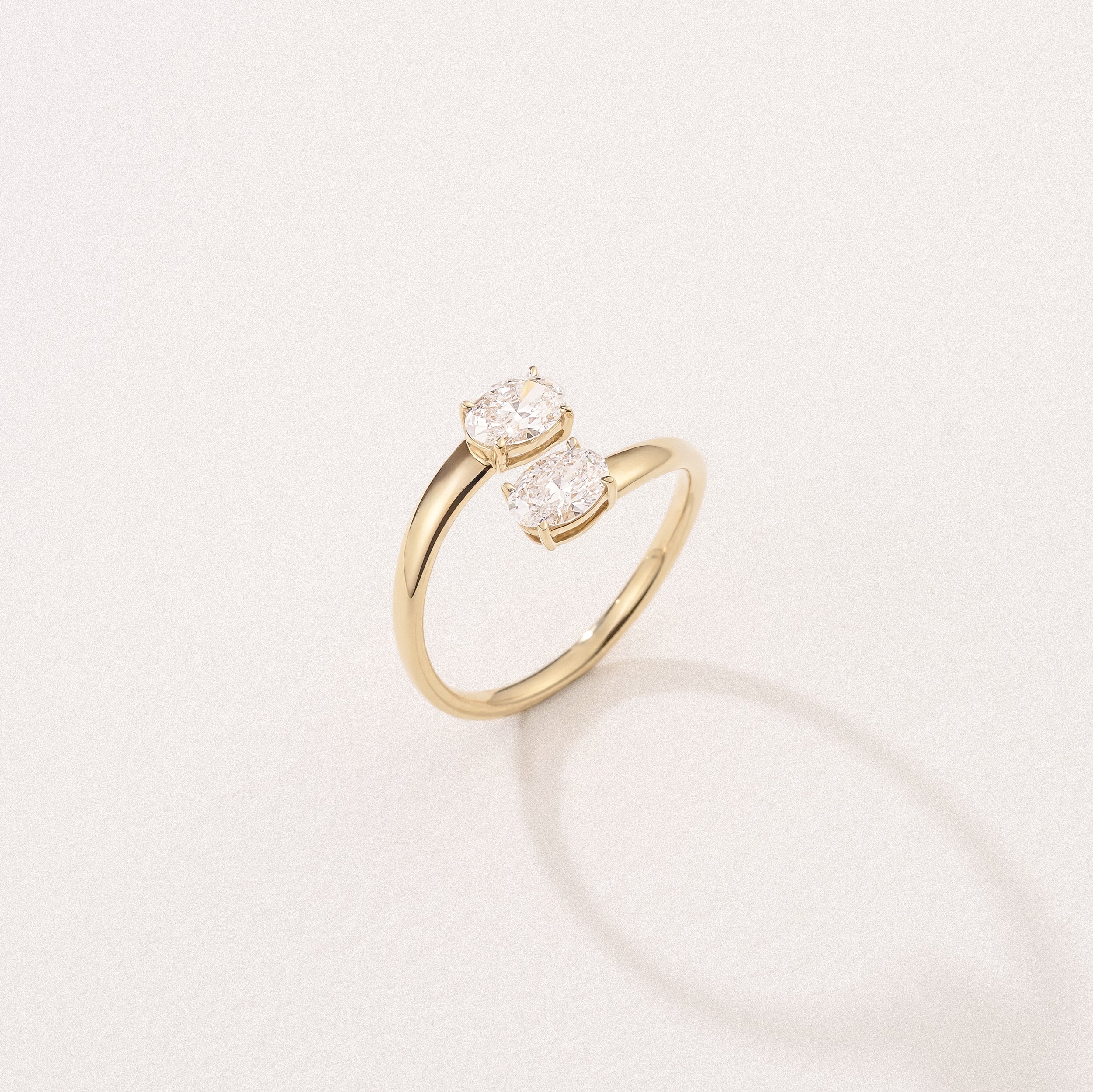 Affinity 0.80ct Oval Cut Lab Diamond 2 Stone Ring in 18K Yellow Gold - Image 8