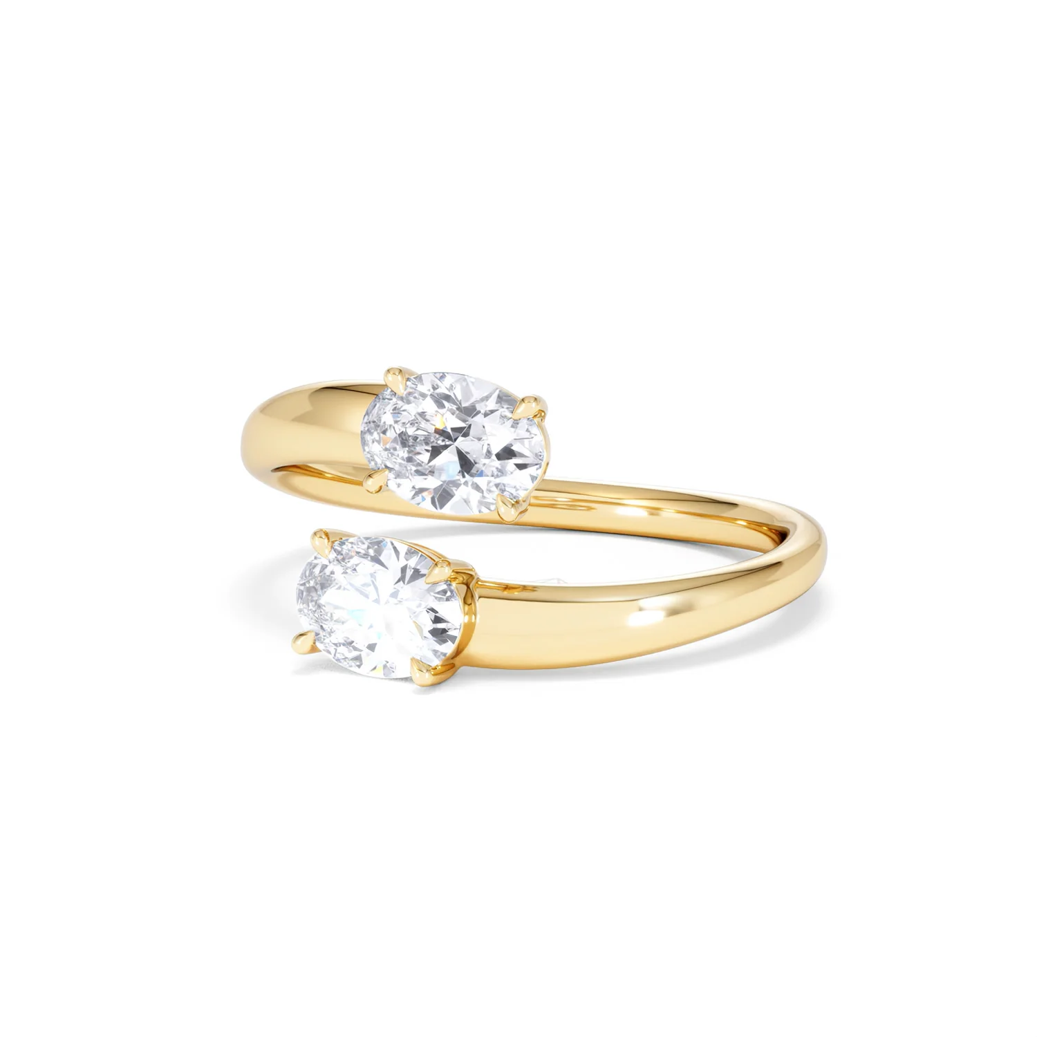 Affinity 0.80ct Oval Cut Lab Diamond 2 Stone Ring in 18K Yellow Gold - Image 84