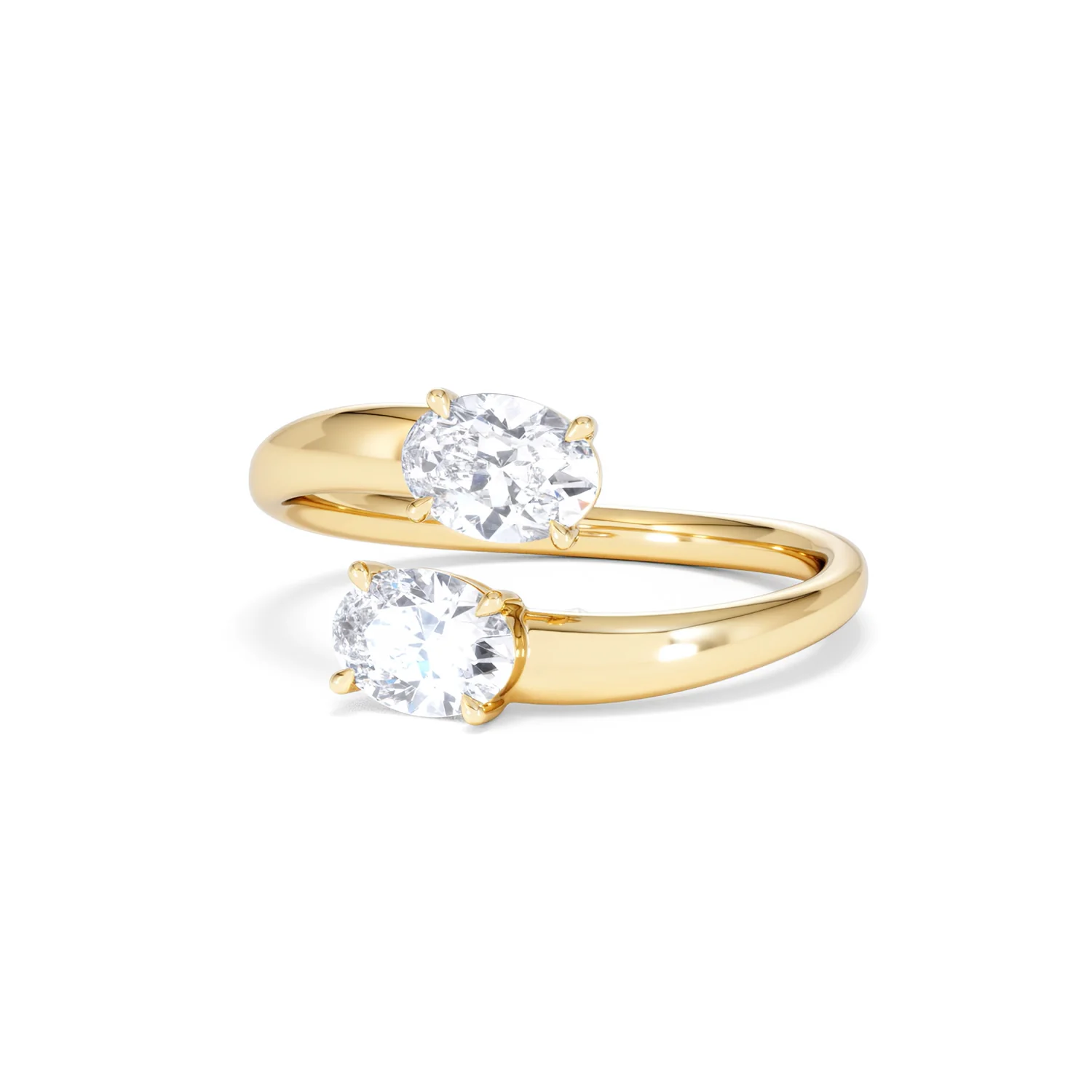 Affinity 0.80ct Oval Cut Lab Diamond 2 Stone Ring in 18K Yellow Gold - Image 85