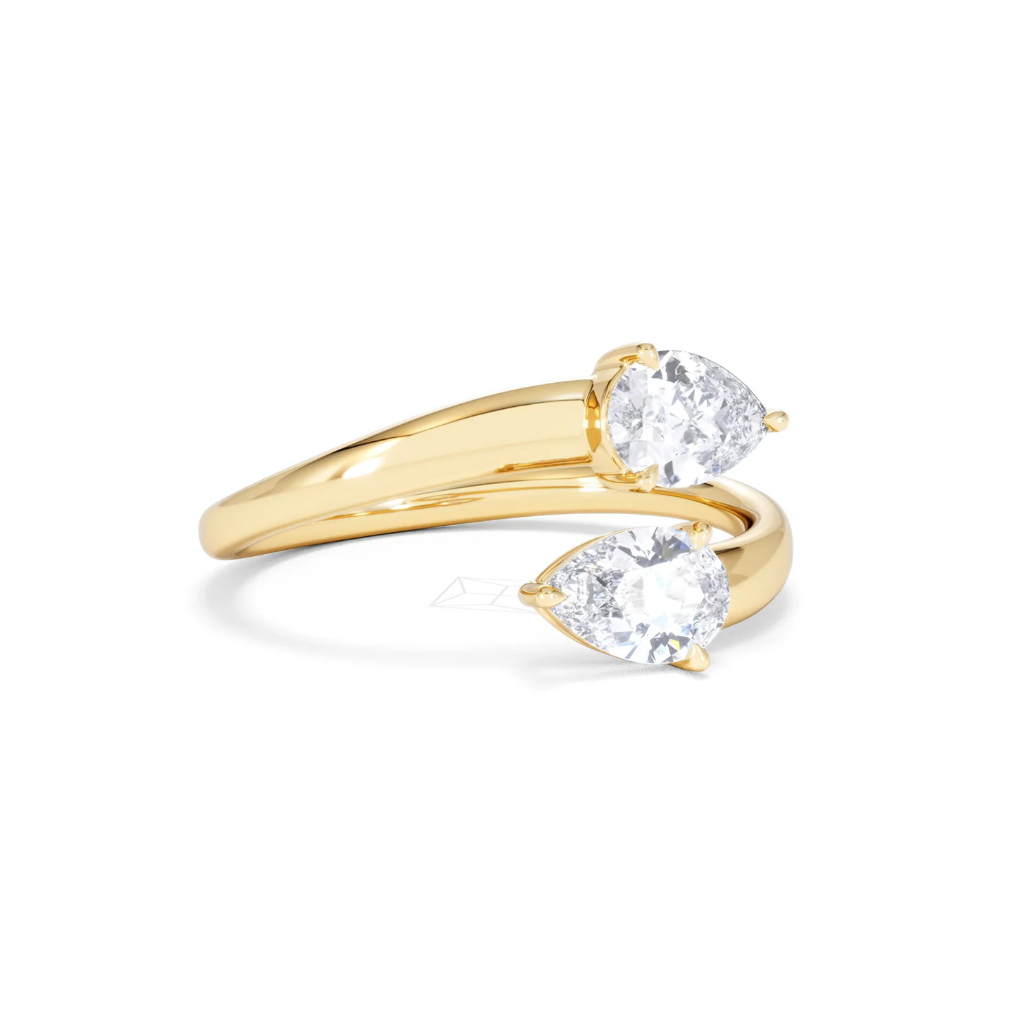 Affinity 0.80ct Pear Cut Lab Diamond 2 Stone Ring in 18K Yellow Gold - Image 16