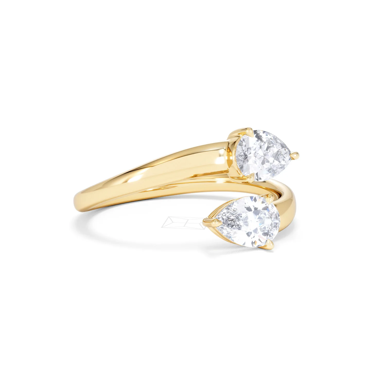 Affinity 0.80ct Pear Cut Lab Diamond 2 Stone Ring in 18K Yellow Gold - Image 17