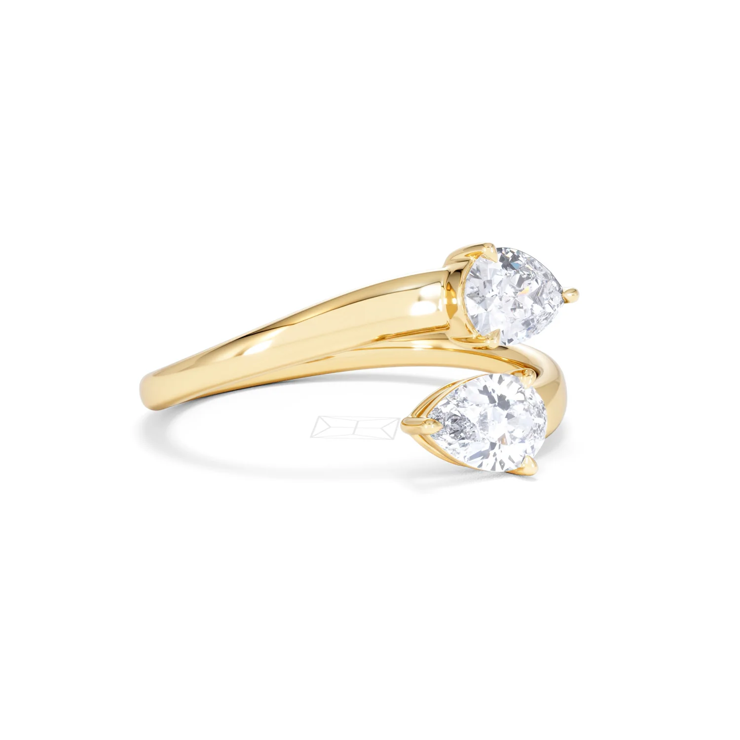 Affinity 0.80ct Pear Cut Lab Diamond 2 Stone Ring in 18K Yellow Gold - Image 18