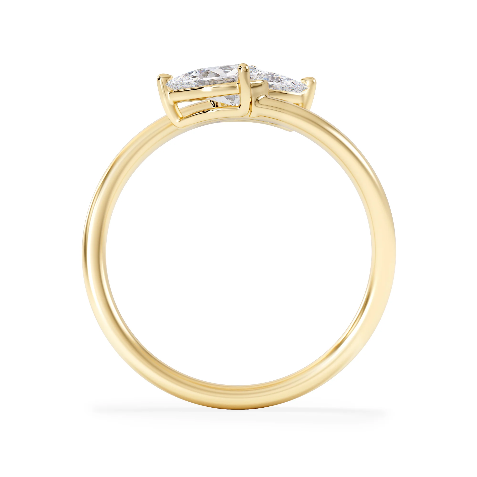 Affinity 0.80ct Pear Cut Lab Diamond 2 Stone Ring in 18K Yellow Gold - Image 3