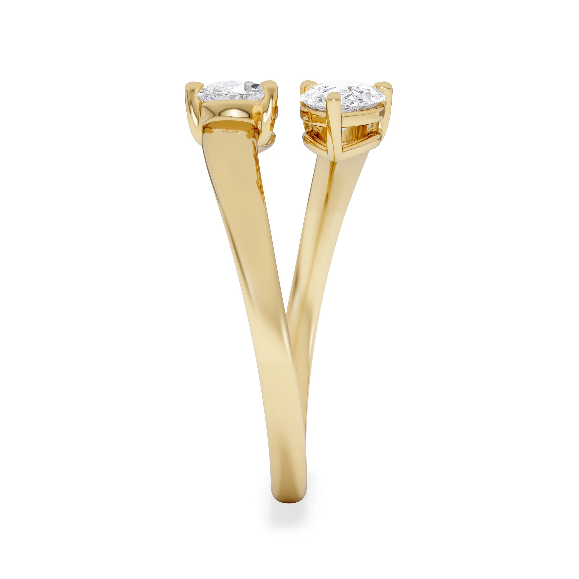Affinity 0.80ct Pear Cut Lab Diamond 2 Stone Ring in 18K Yellow Gold - Image 5
