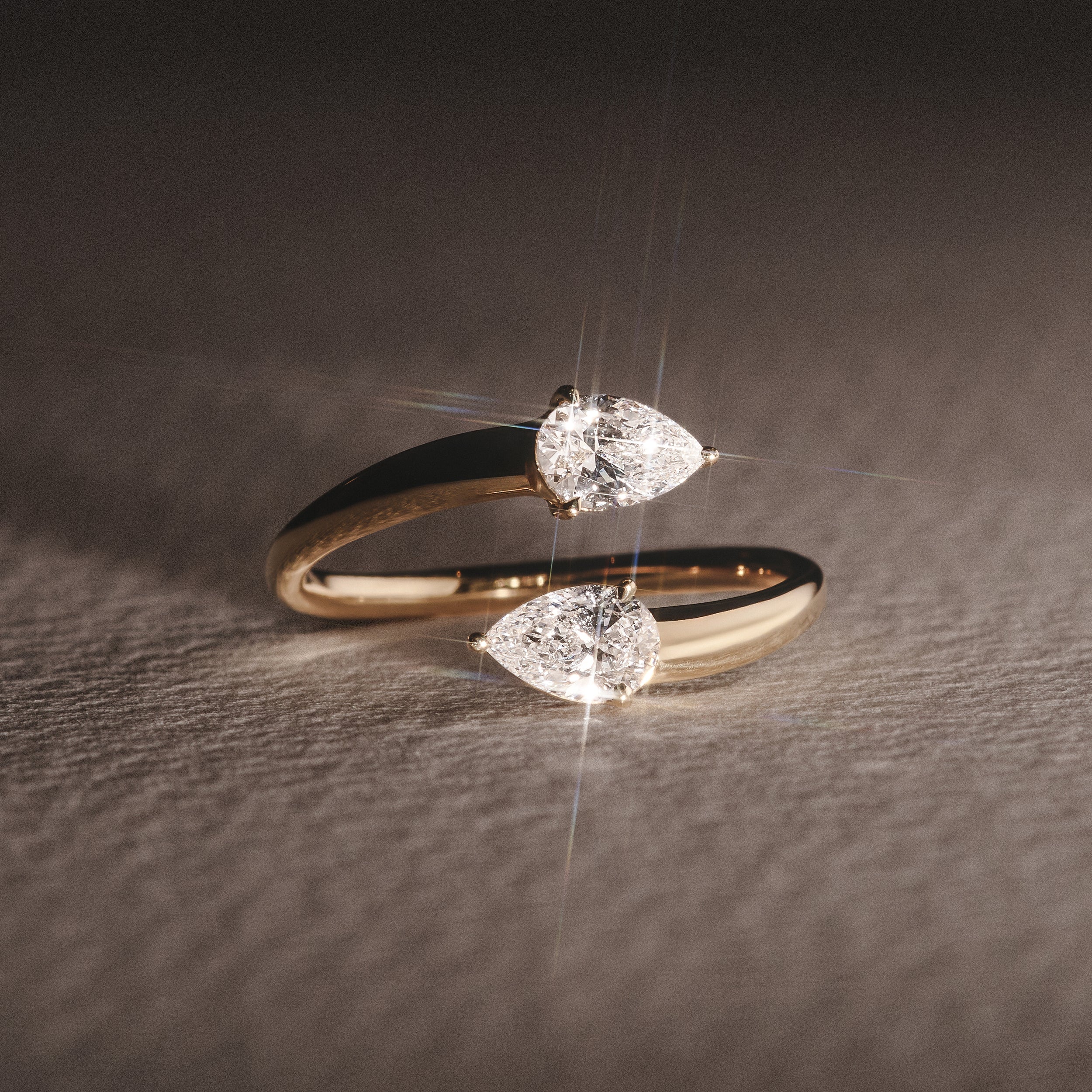 Affinity 0.80ct Pear Cut Lab Diamond 2 Stone Ring in 18K Yellow Gold - Image 6
