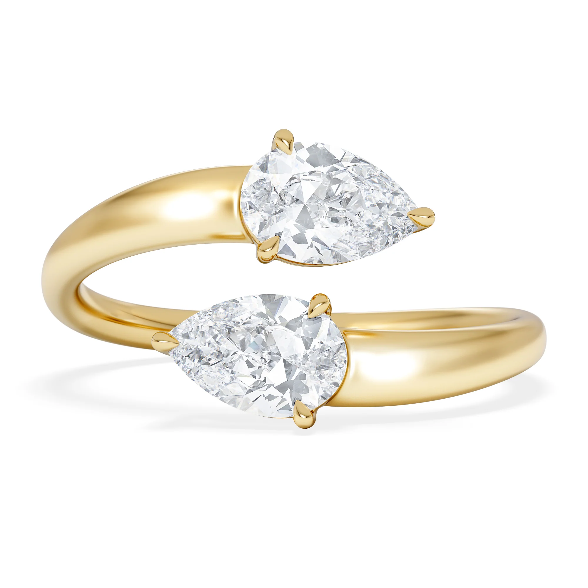 Affinity 0.80ct Pear Cut Lab Diamond 2 Stone Ring in 18K Yellow Gold - Image 7