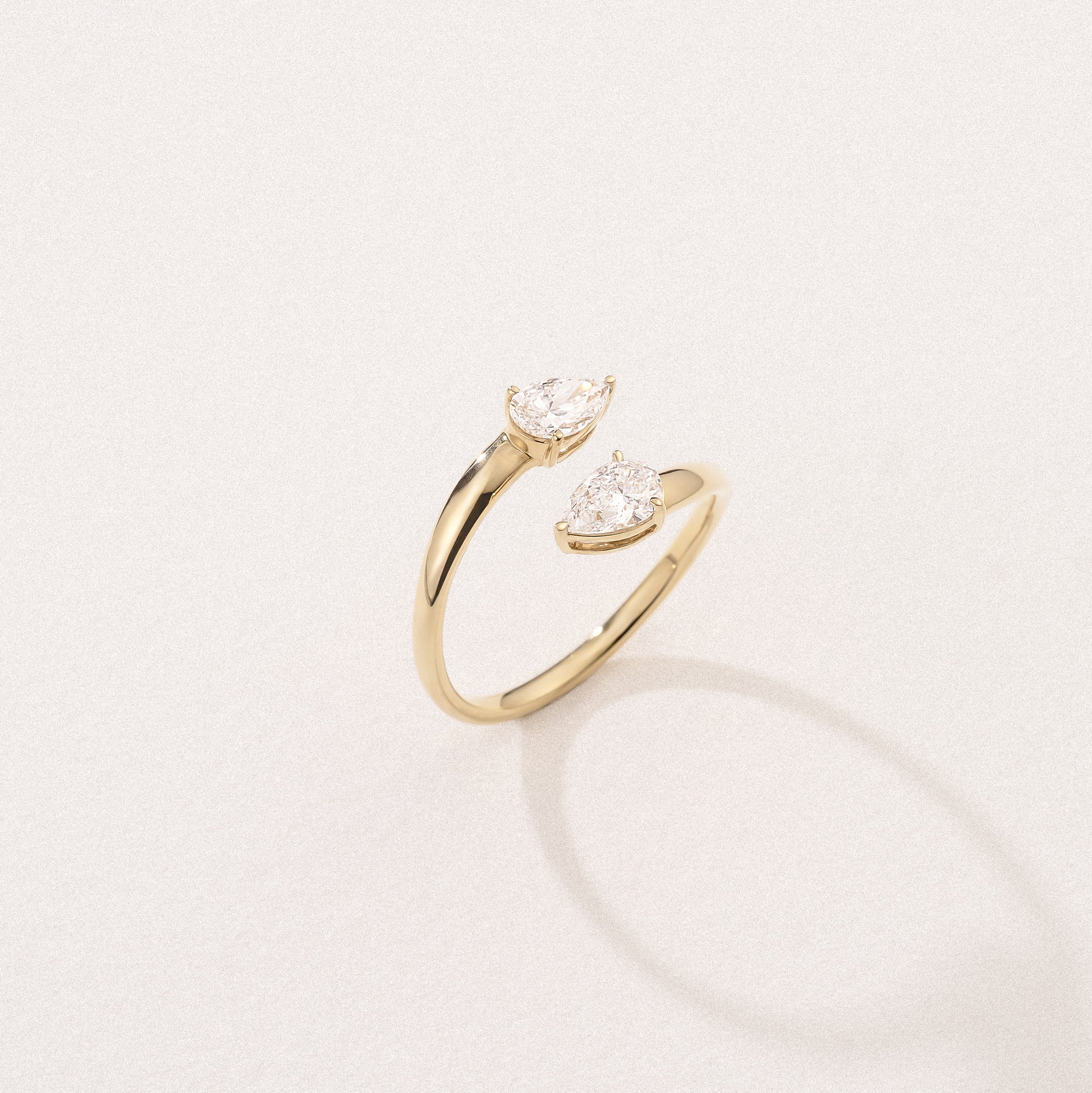 Affinity 0.80ct Pear Cut Lab Diamond 2 Stone Ring in 18K Yellow Gold - Image 8