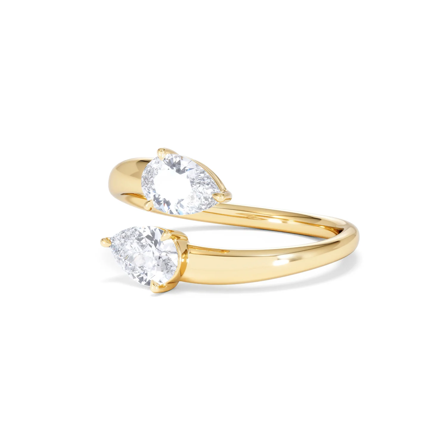 Affinity 0.80ct Pear Cut Lab Diamond 2 Stone Ring in 18K Yellow Gold - Image 82