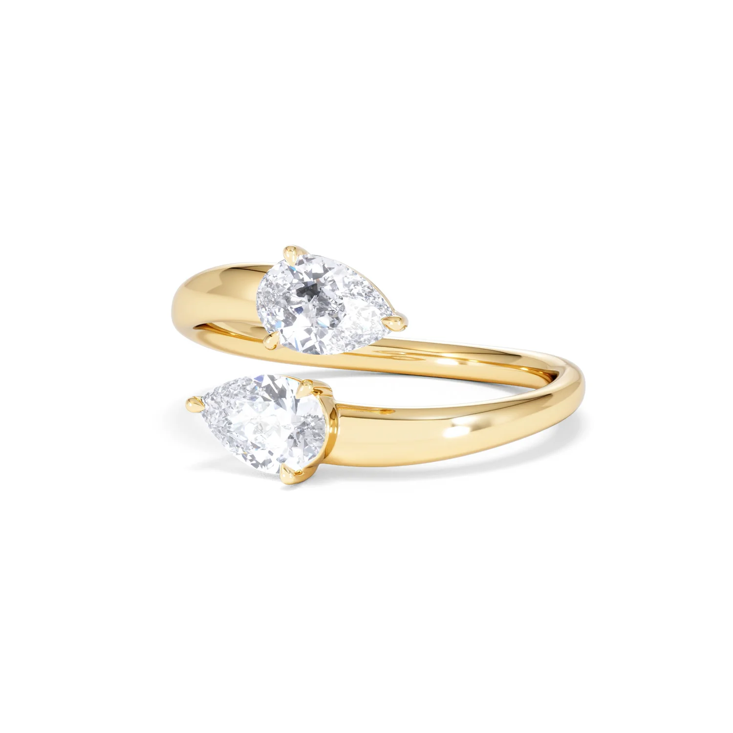 Affinity 0.80ct Pear Cut Lab Diamond 2 Stone Ring in 18K Yellow Gold - Image 84