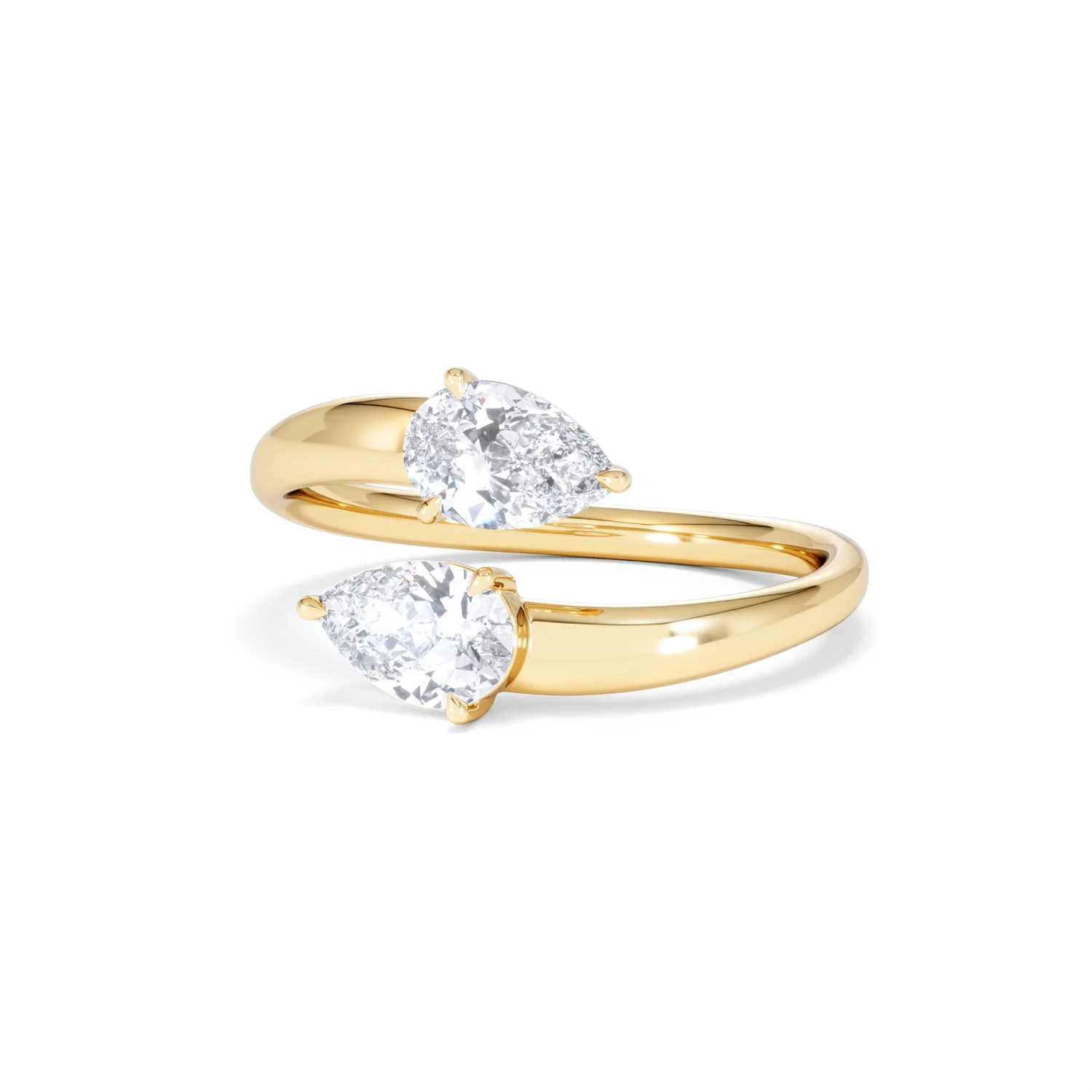 Affinity 0.80ct Pear Cut Lab Diamond 2 Stone Ring in 18K Yellow Gold - Image 85