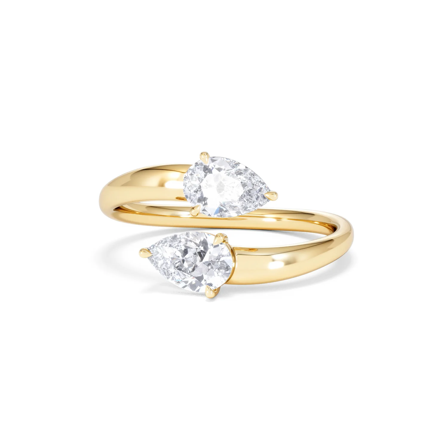 Affinity 0.80ct Pear Cut Lab Diamond 2 Stone Ring in 18K Yellow Gold - Image 87