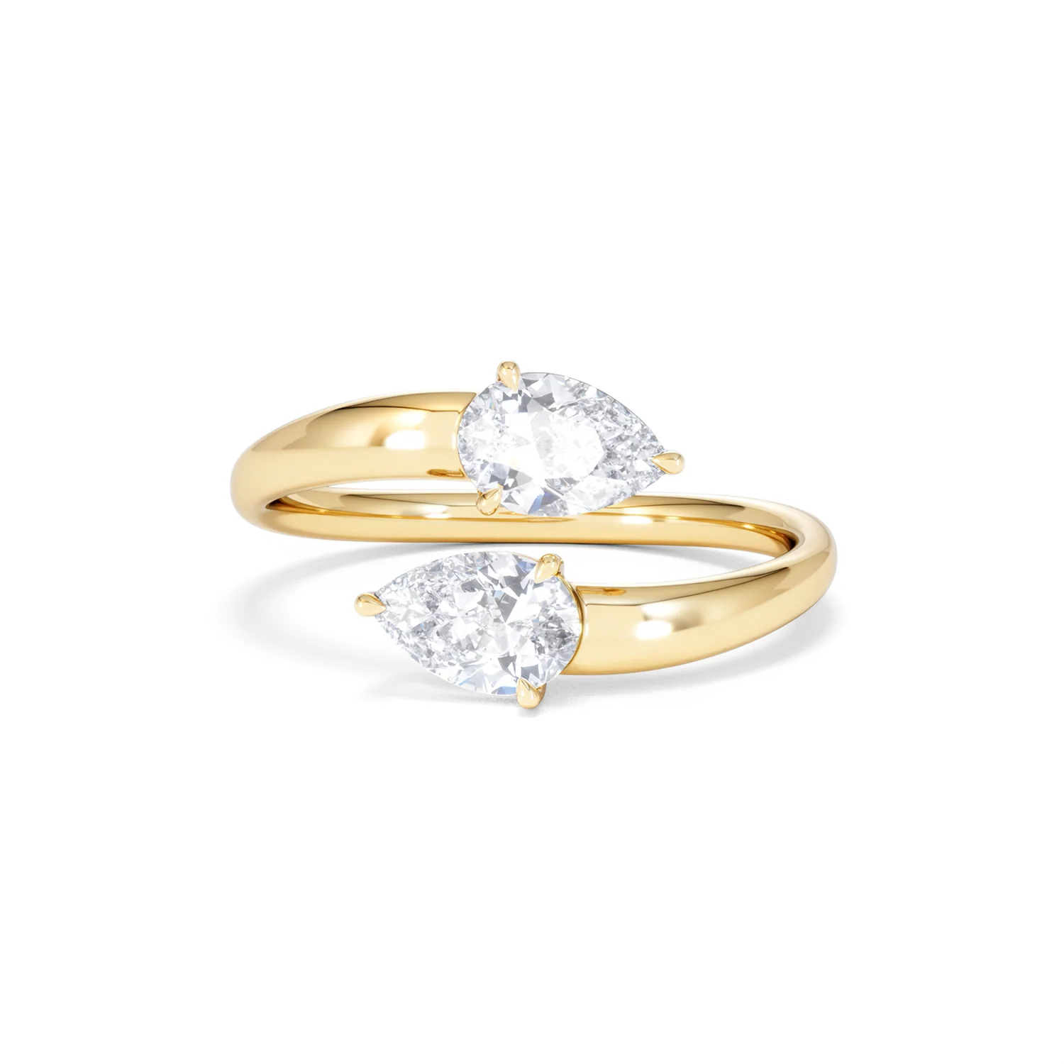 Affinity 0.80ct Pear Cut Lab Diamond 2 Stone Ring in 18K Yellow Gold - Image 88