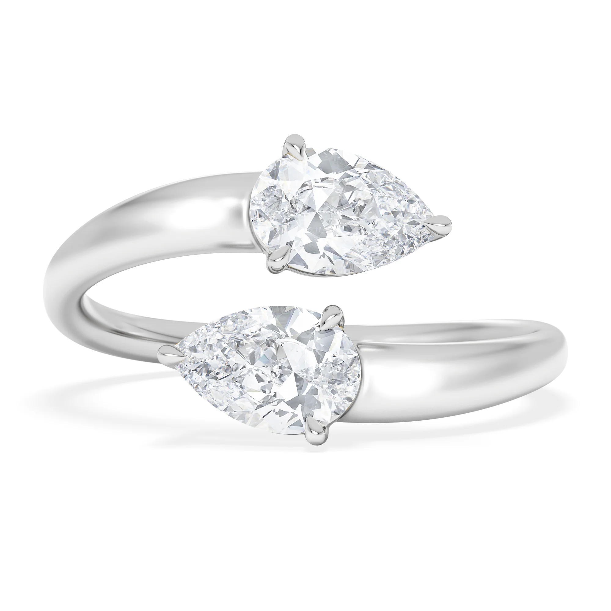 Affinity 0.80ct Pear Cut Lab Diamond 2 Stone Ring in Platinum - Image 7