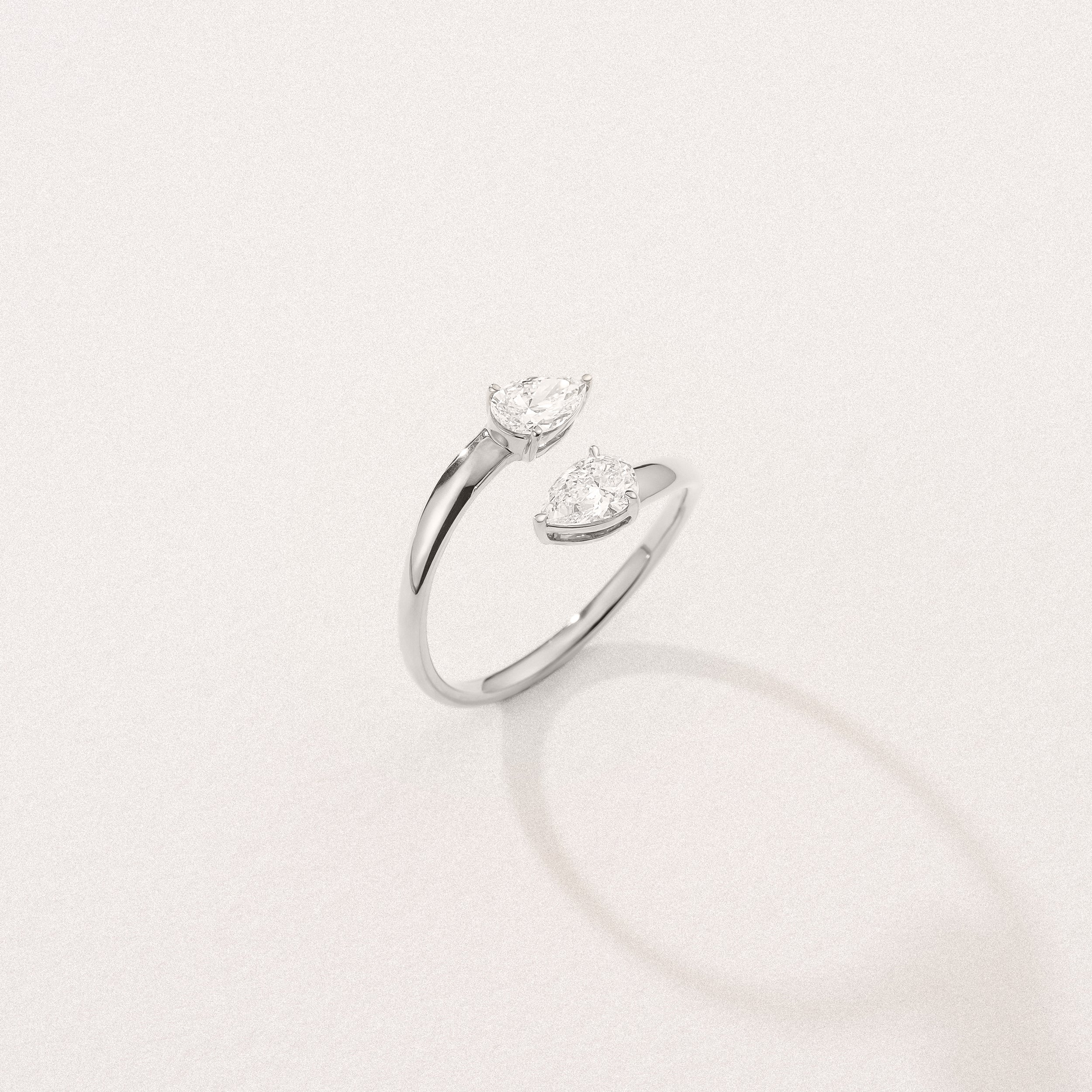 Affinity 0.80ct Pear Cut Lab Diamond 2 Stone Ring in Platinum - Image 8