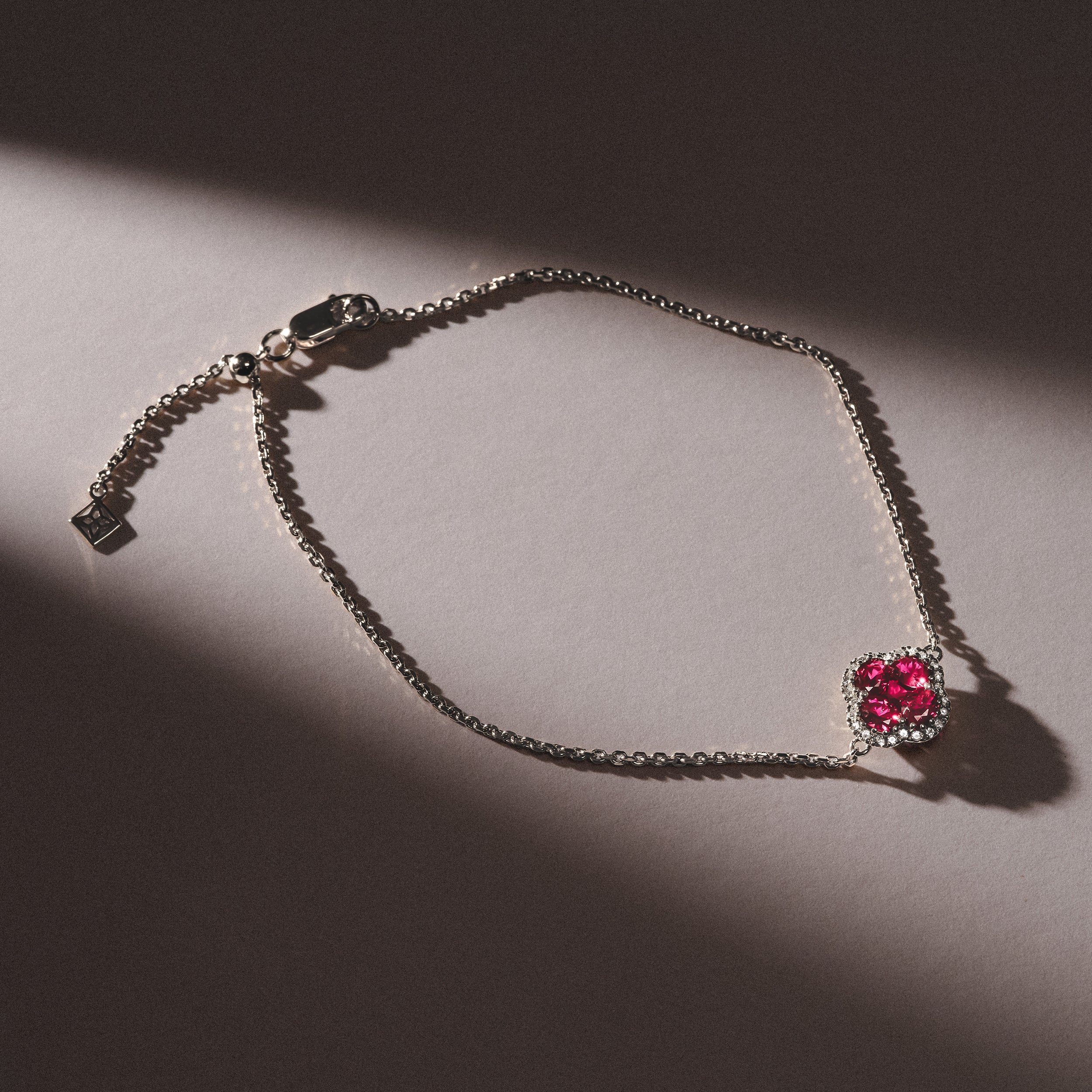 Alegria 0.90ct Lab Ruby Halo Bracelet in Sterling Silver - Image 3