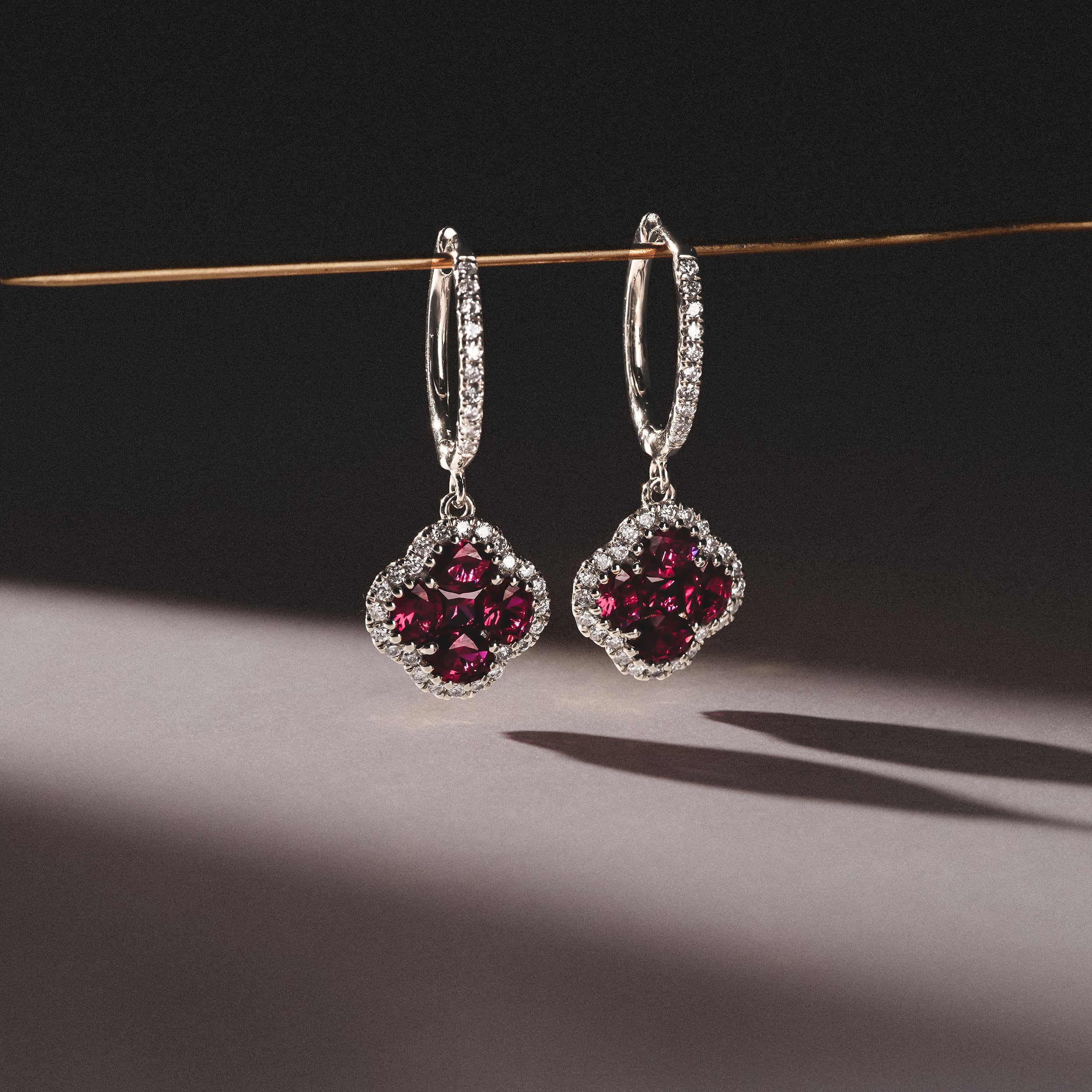 Alegria 1.70ct Lab Ruby Halo Earrings in Sterling Silver - Image 2