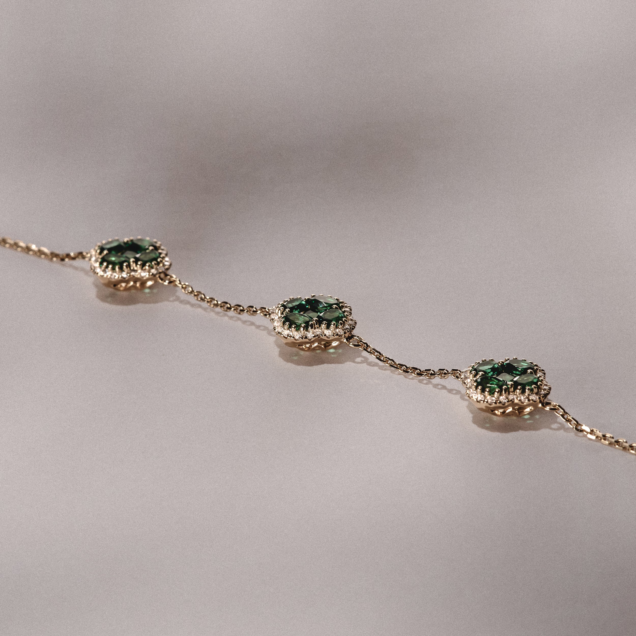 Alegria 3 Clover Lab Emerald Bracelet 2.25ct in 18k Gold Vermeil - Image 5