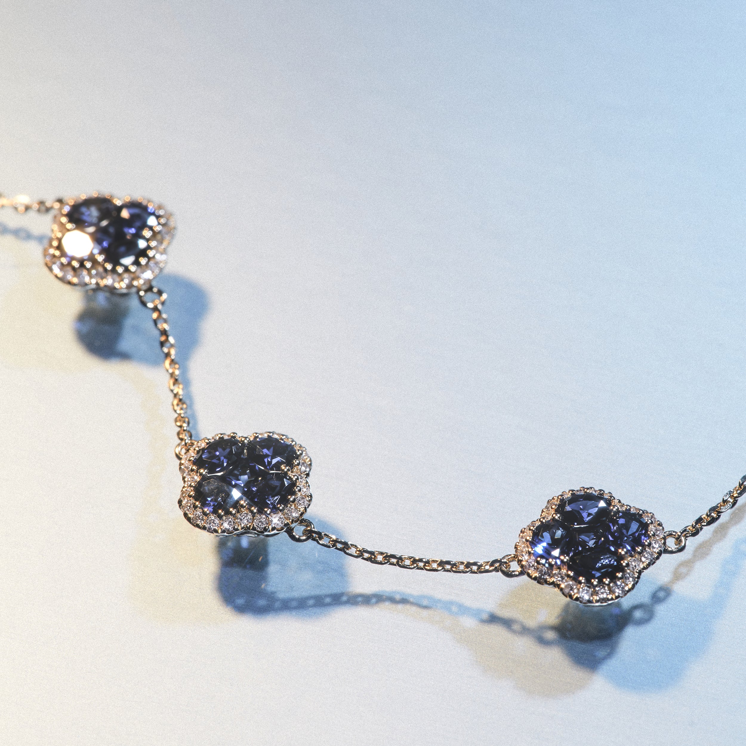 Alegria 3 Clover Lab Sapphire Bracelet 3.00ct in 18k Gold Vermeil - Image 3