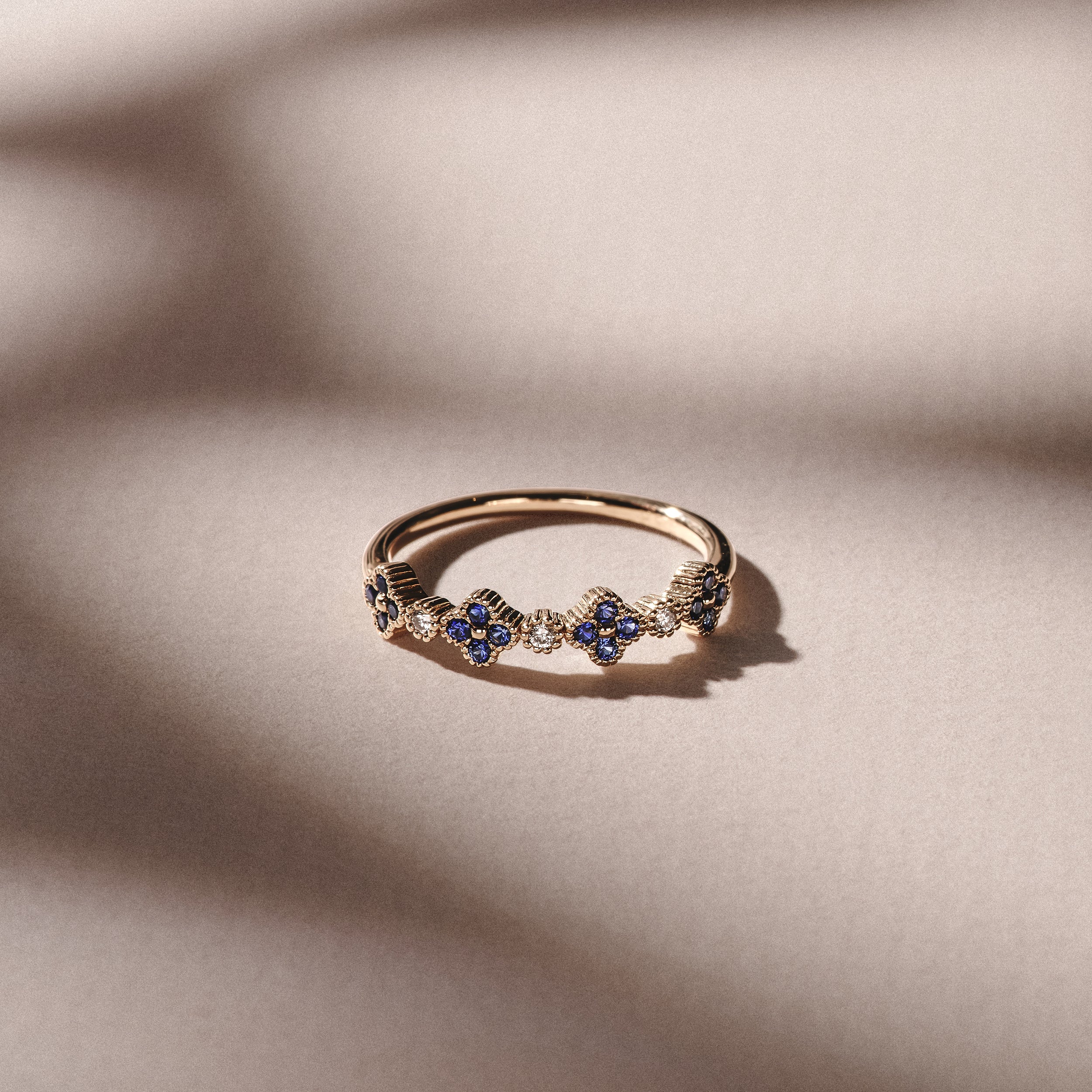 Alegria 4 Clover Lab Sapphire Ring 0.25ct in 18k Gold Vermeil - Image 2