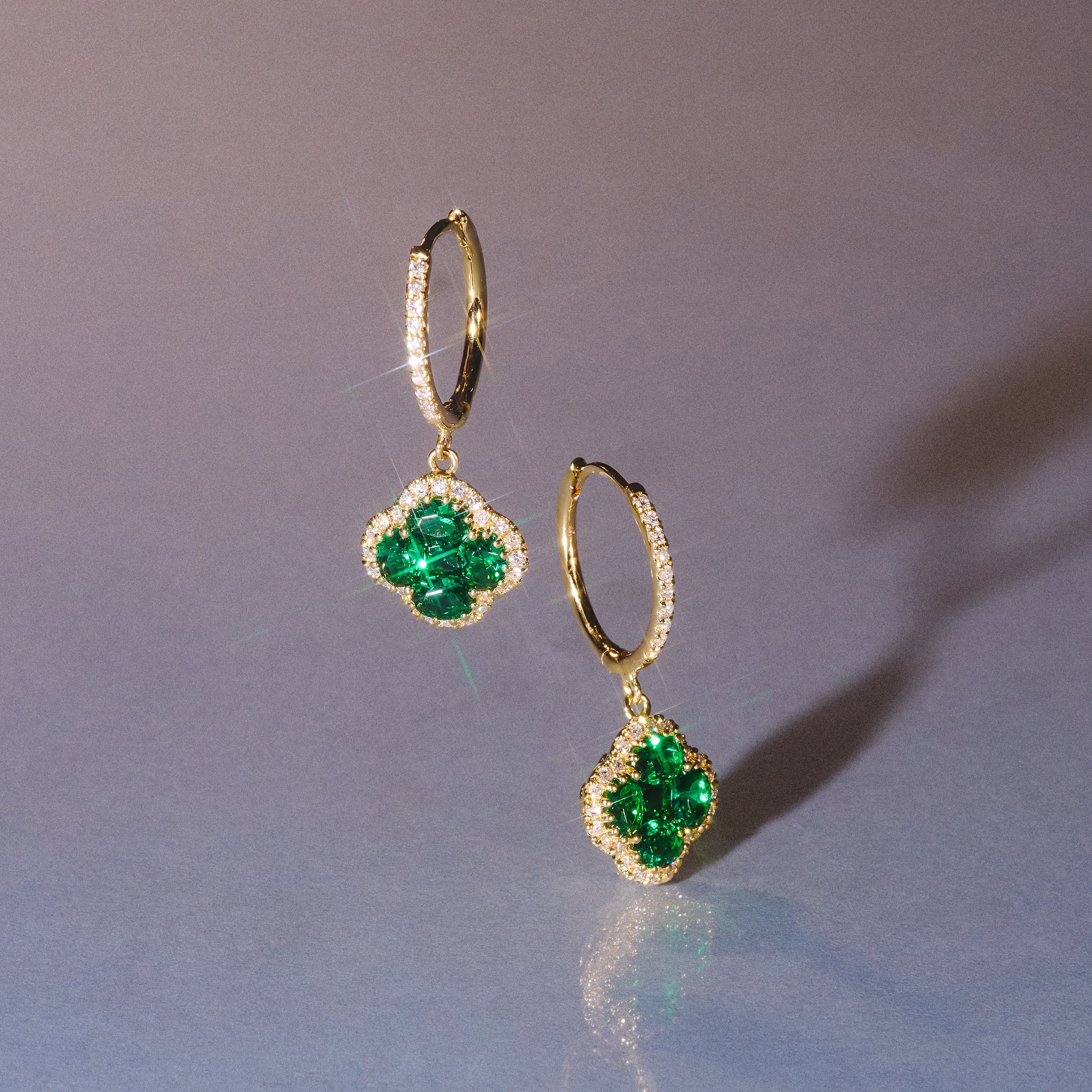 Alegria Lab Emerald Earrings 1.50ct in 18k Gold Vermeil - Image 5