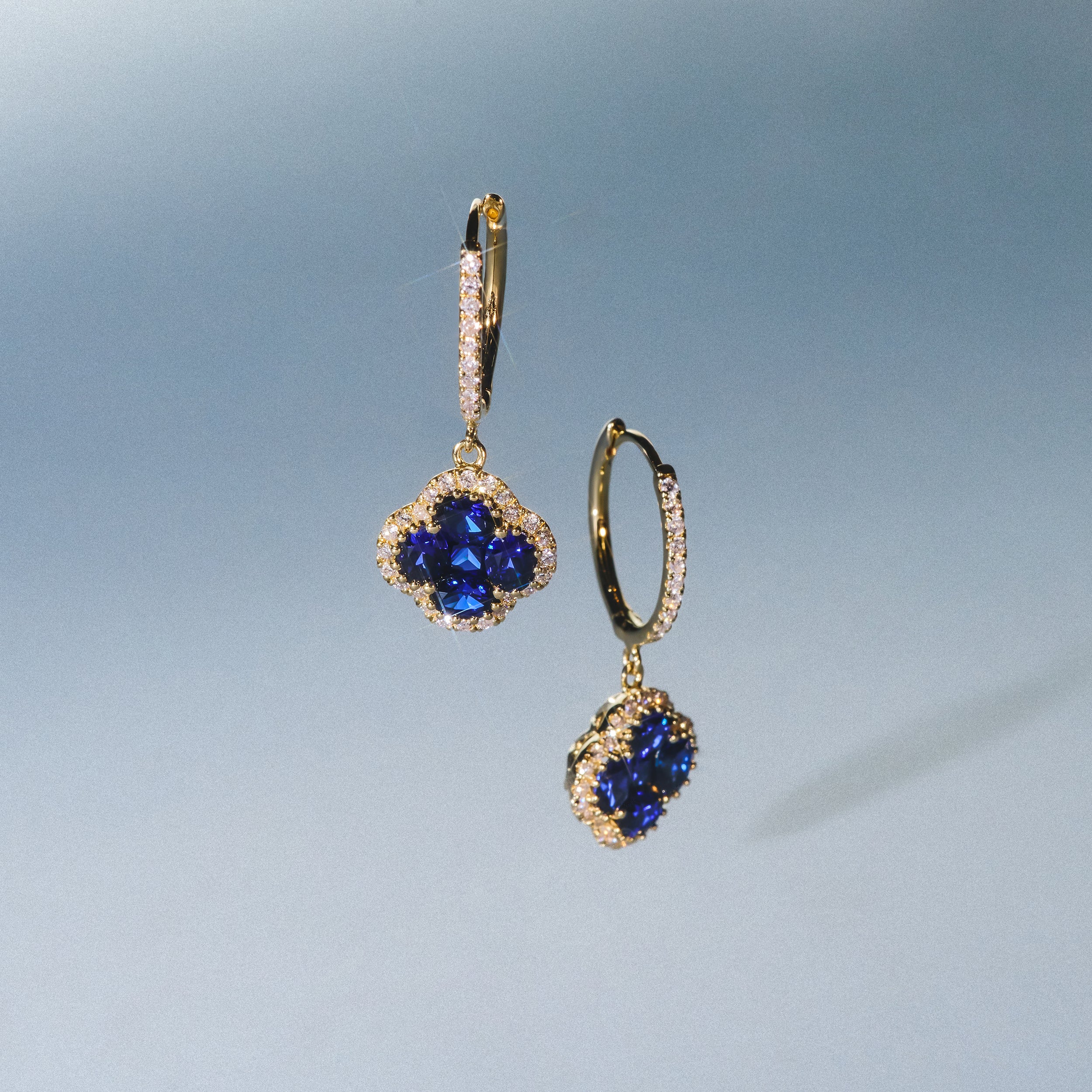 Alegria Lab Sapphire Earrings 2.00ct in 18k Gold Vermeil - Image 2