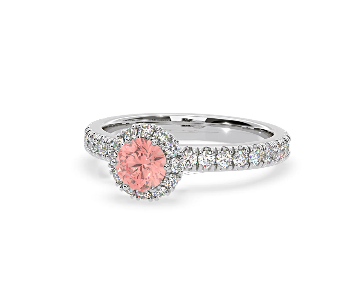 Alessandra Pink Lab Diamond 1.10.ct Halo Ring in 18K White Gold - Elara Collection - Image 11