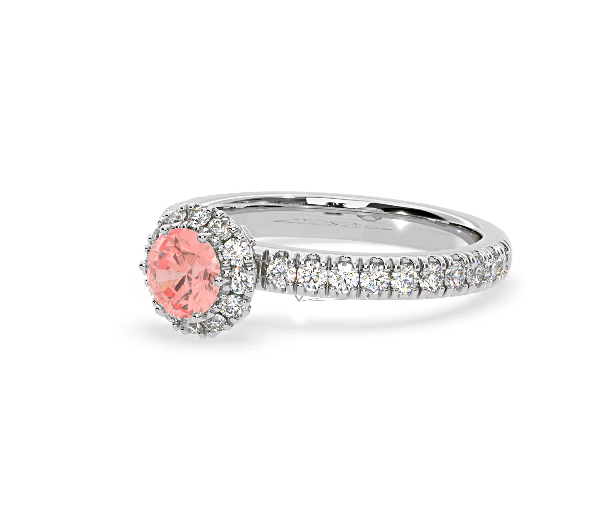 Alessandra Pink Lab Diamond 1.10.ct Halo Ring in 18K White Gold - Elara Collection - Image 15