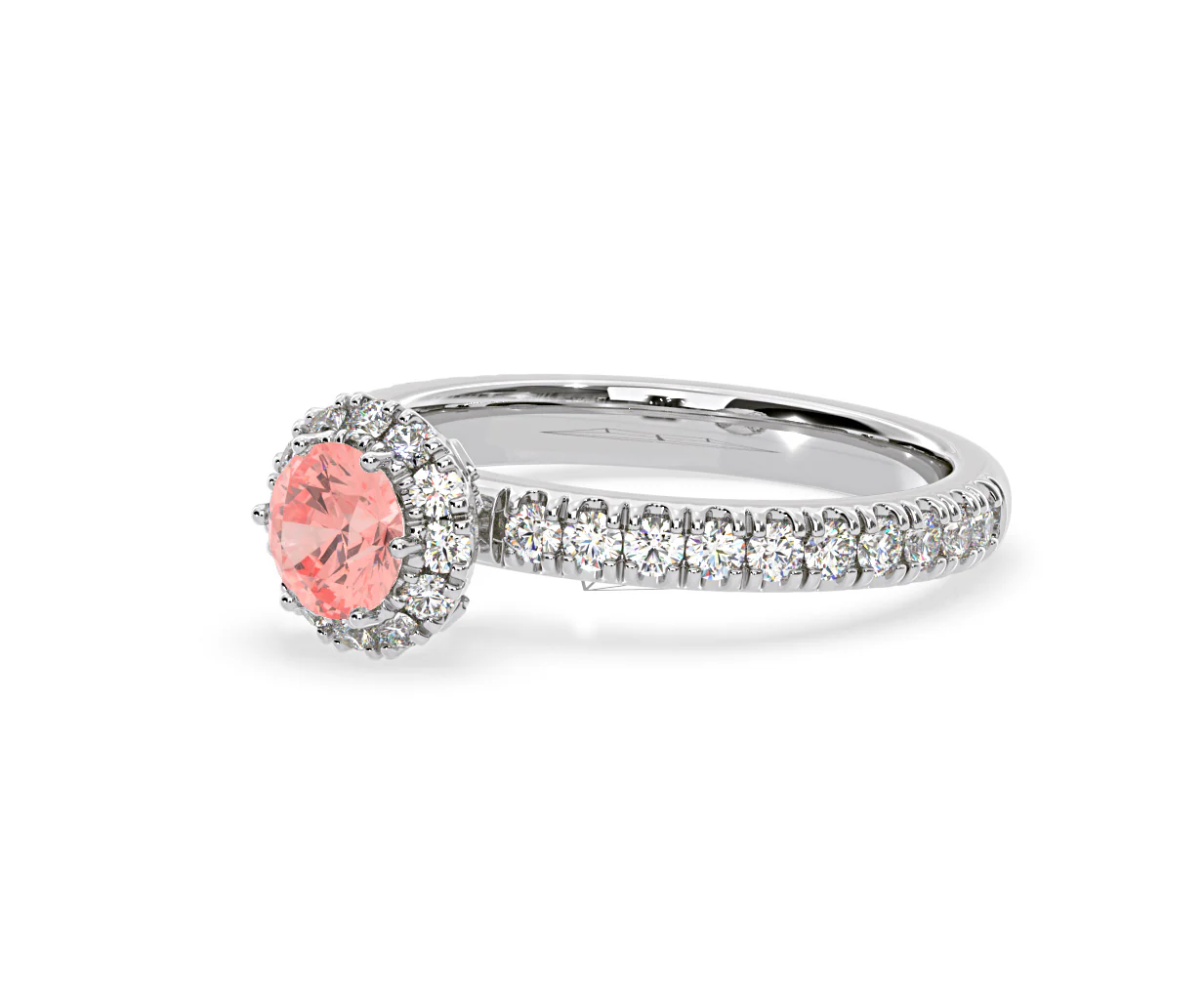 Alessandra Pink Lab Diamond 1.10.ct Halo Ring in 18K White Gold - Elara Collection - Image 16