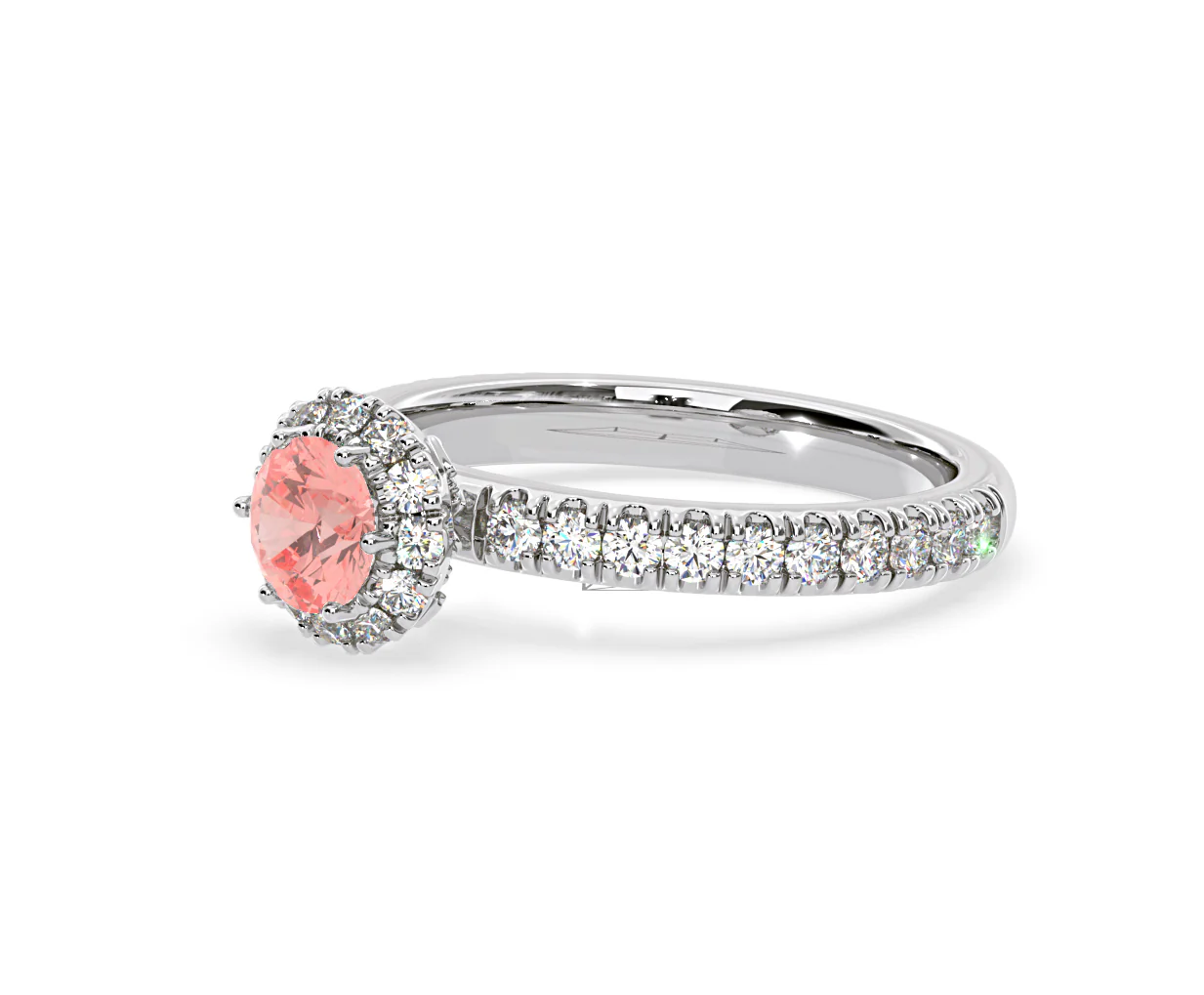 Alessandra Pink Lab Diamond 1.10.ct Halo Ring in 18K White Gold - Elara Collection - Image 17
