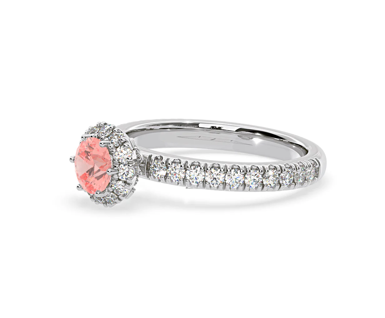 Alessandra Pink Lab Diamond 1.10.ct Halo Ring in 18K White Gold - Elara Collection - Image 18