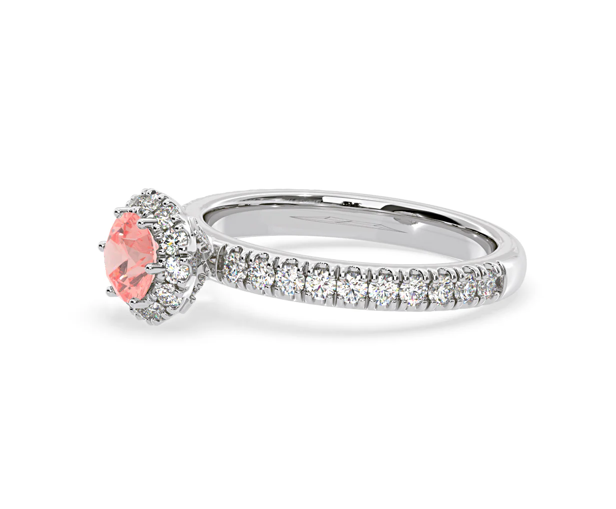 Alessandra Pink Lab Diamond 1.10.ct Halo Ring in 18K White Gold - Elara Collection - Image 20