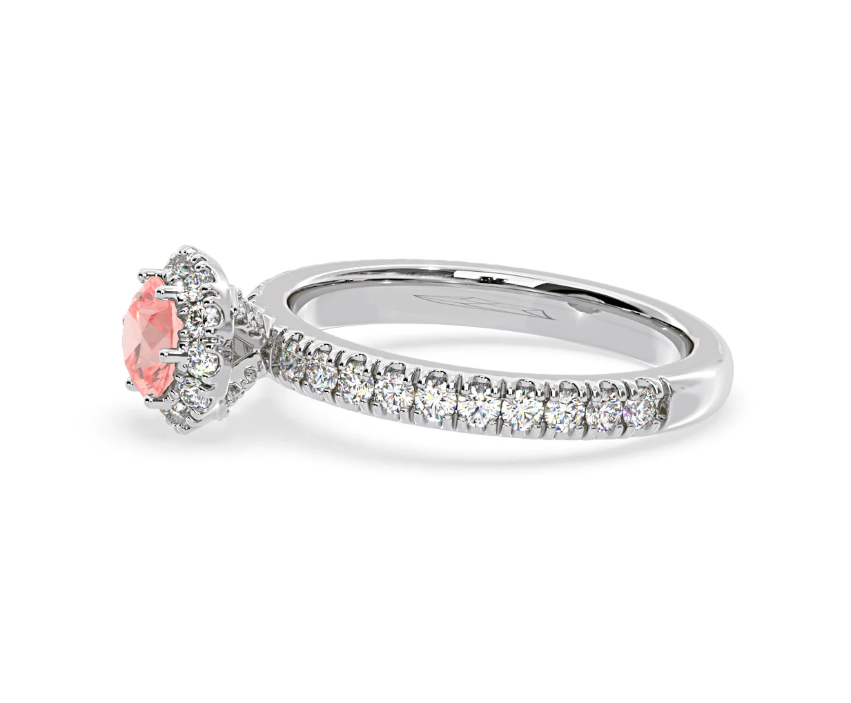 Alessandra Pink Lab Diamond 1.10.ct Halo Ring in 18K White Gold - Elara Collection - Image 23