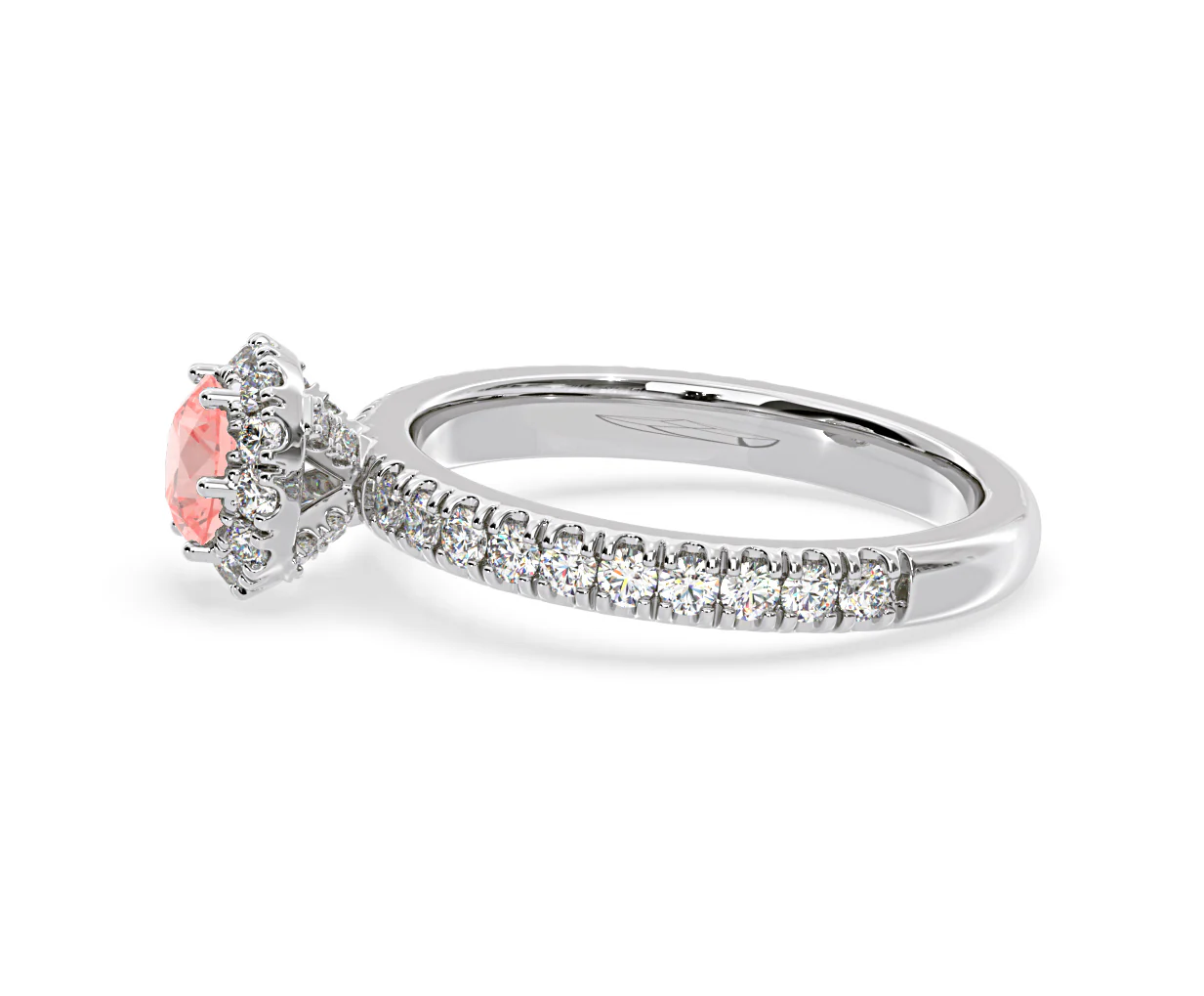 Alessandra Pink Lab Diamond 1.10.ct Halo Ring in 18K White Gold - Elara Collection - Image 25