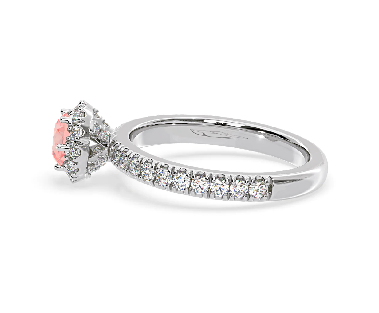 Alessandra Pink Lab Diamond 1.10.ct Halo Ring in 18K White Gold - Elara Collection - Image 27