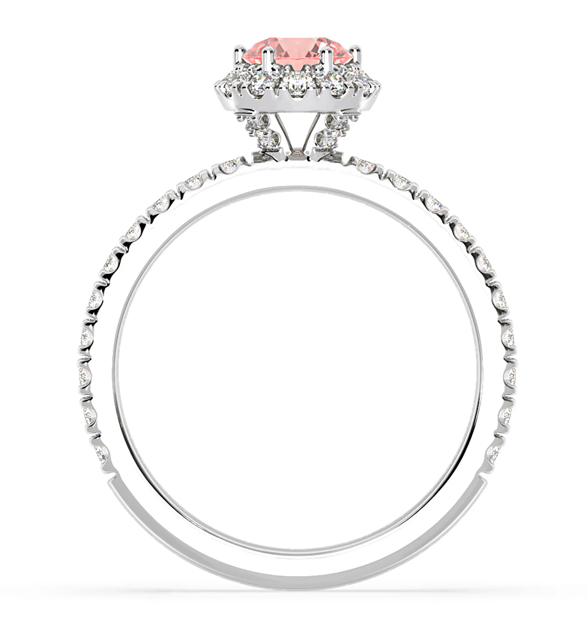 Alessandra Pink Lab Diamond 1.10.ct Halo Ring in 18K White Gold - Elara Collection - Image 5