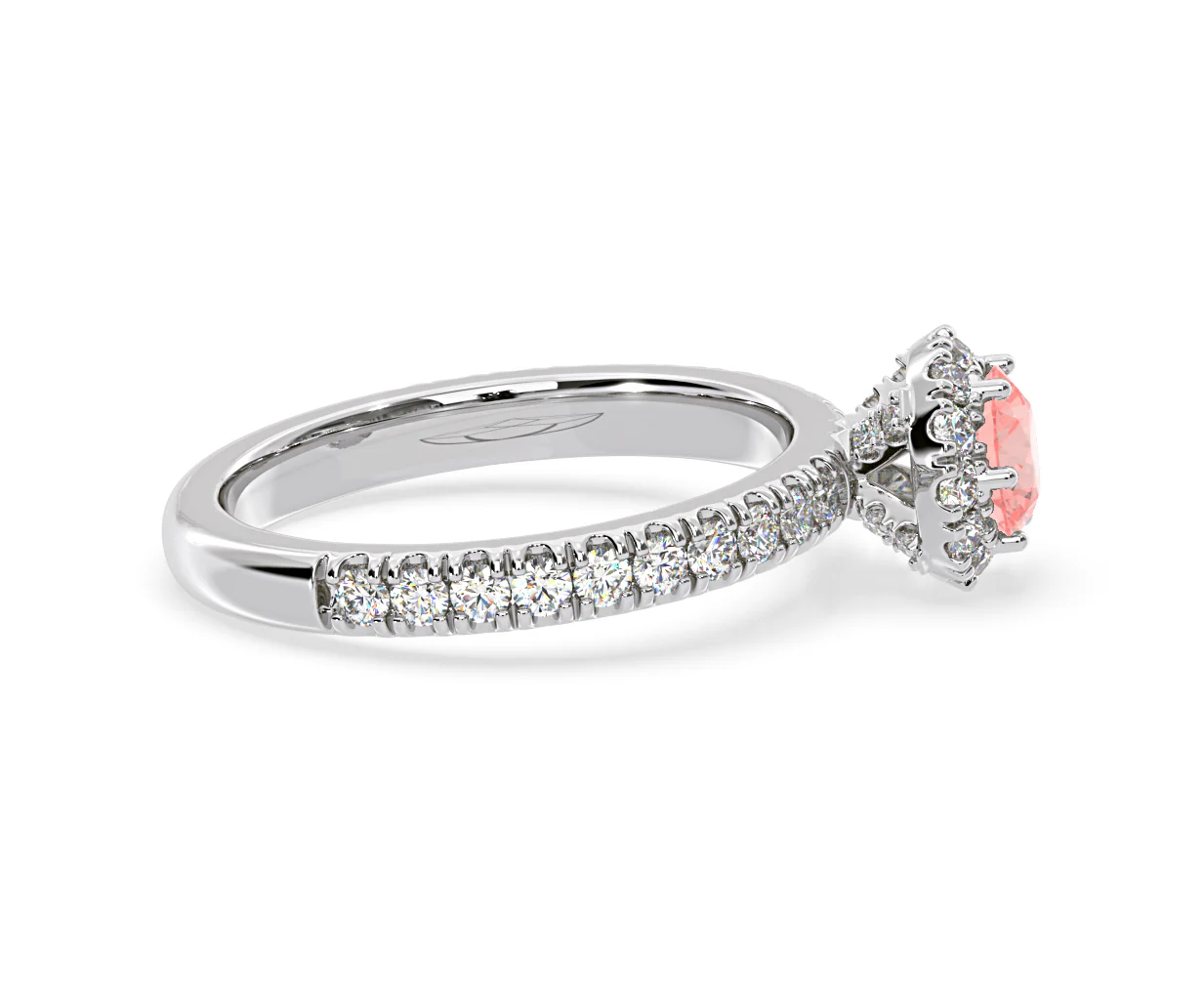 Alessandra Pink Lab Diamond 1.10.ct Halo Ring in 18K White Gold - Elara Collection - Image 67
