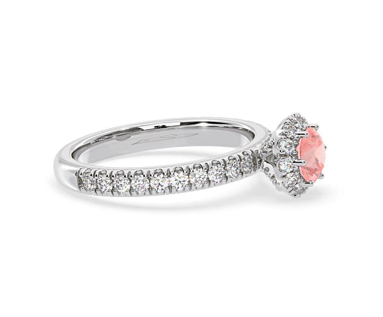 Alessandra Pink Lab Diamond 1.10.ct Halo Ring in 18K White Gold - Elara Collection - Image 71