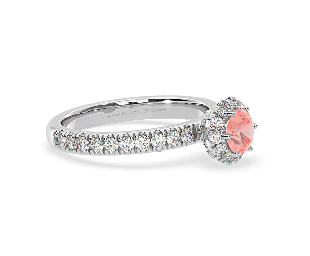 Alessandra Pink Lab Diamond 1.10.ct Halo Ring in 18K White Gold - Elara Collection - Image 74