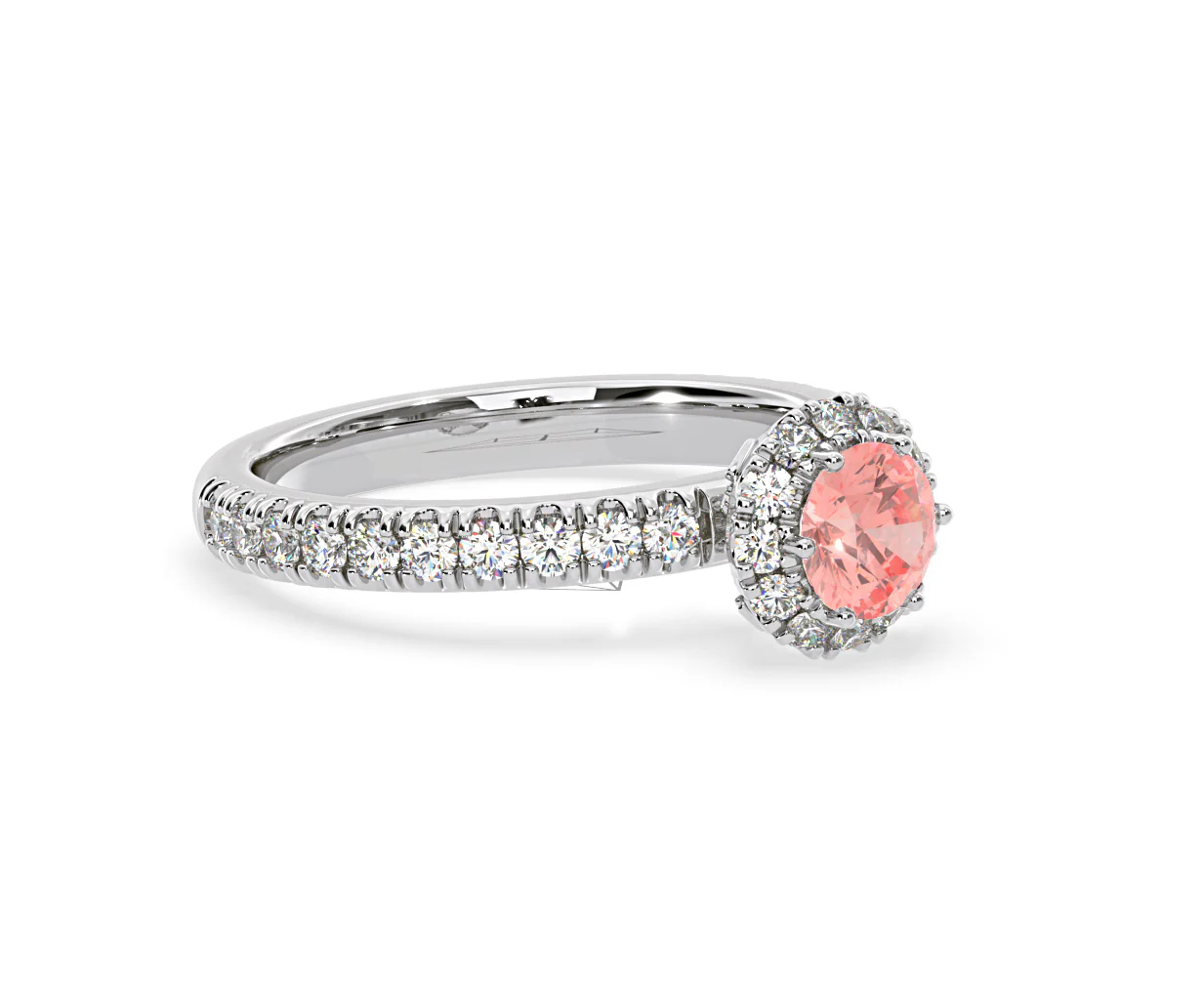 Alessandra Pink Lab Diamond 1.10.ct Halo Ring in 18K White Gold - Elara Collection - Image 77