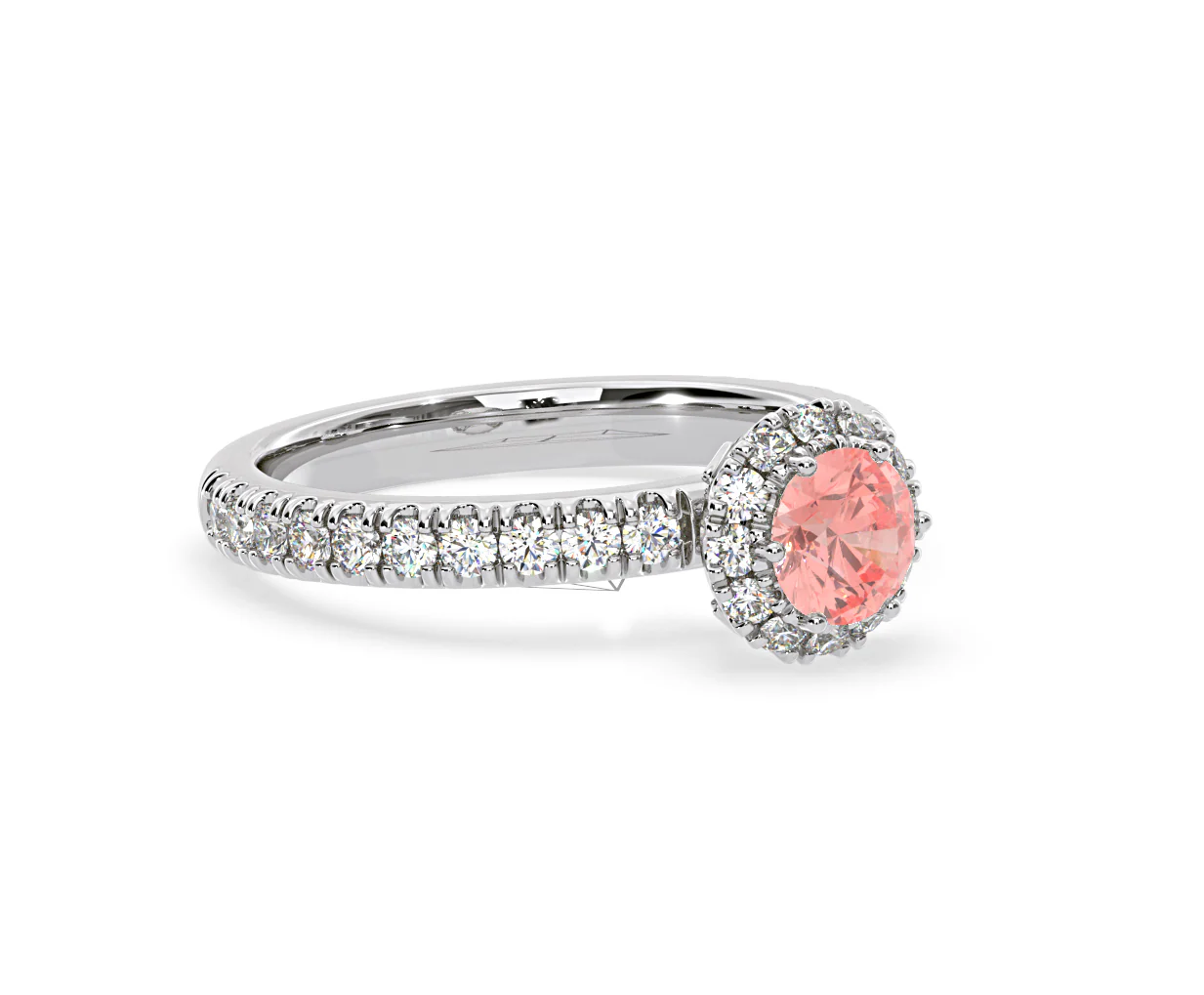 Alessandra Pink Lab Diamond 1.10.ct Halo Ring in 18K White Gold - Elara Collection - Image 78