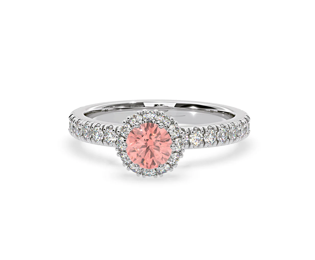 Alessandra Pink Lab Diamond 1.10.ct Halo Ring in 18K White Gold - Elara Collection - Image 8