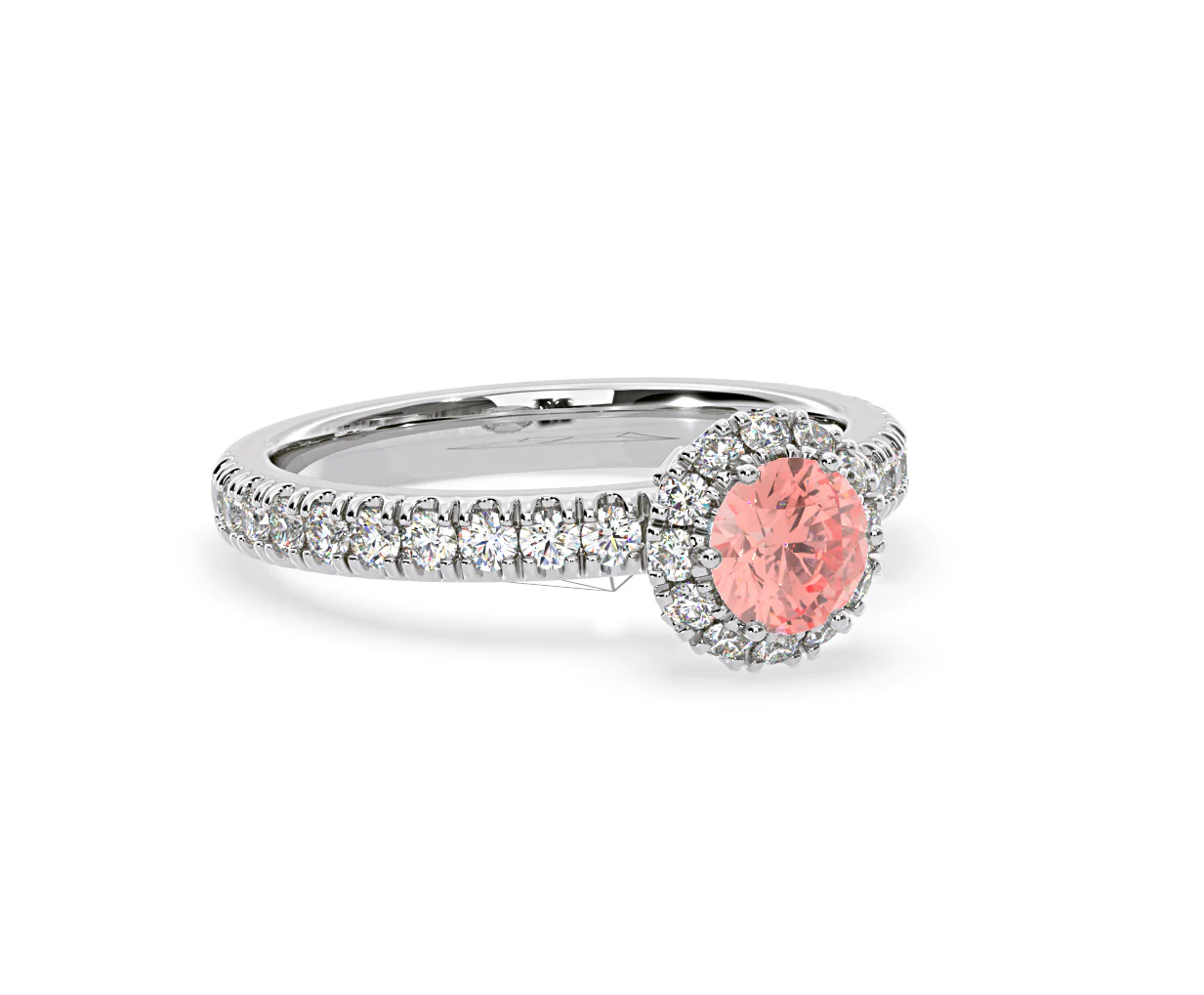 Alessandra Pink Lab Diamond 1.10.ct Halo Ring in 18K White Gold - Elara Collection - Image 80